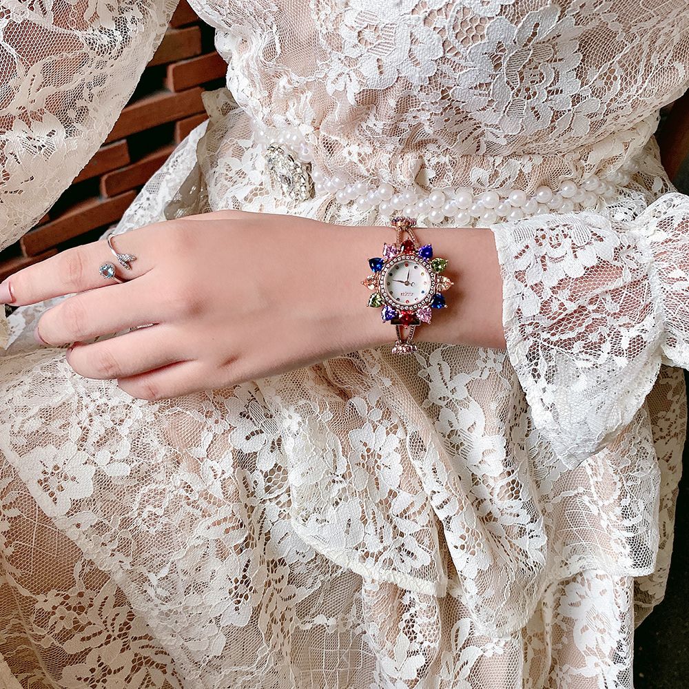 Đồng Hồ Nữ JS-021C Julius Star Mặt Hoa Đính Đá swarovski (Vàng Hồng)