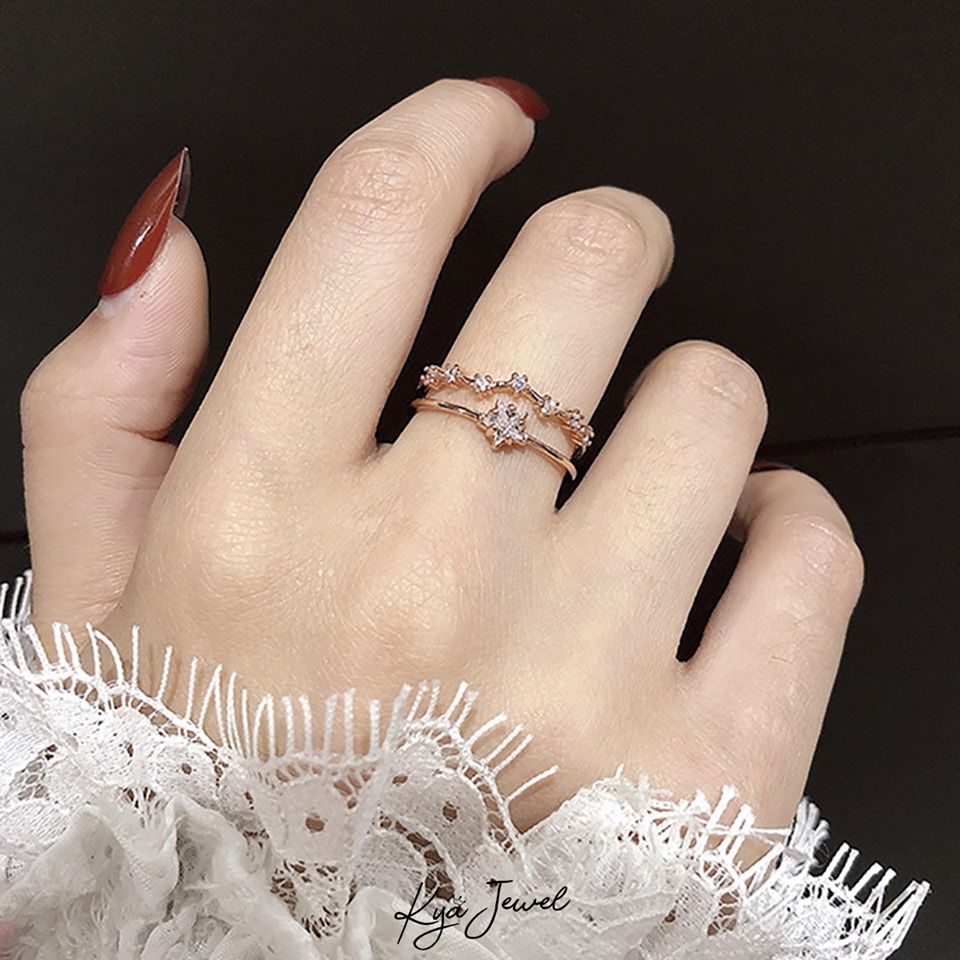 Nhẫn đôi mặt ngôi sao cá tính