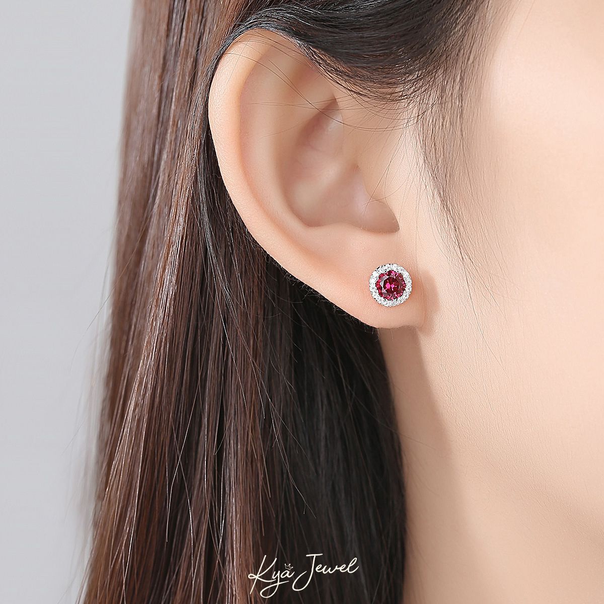 Bộ trang sức bạc Ý 925 đá hồng duyên dáng