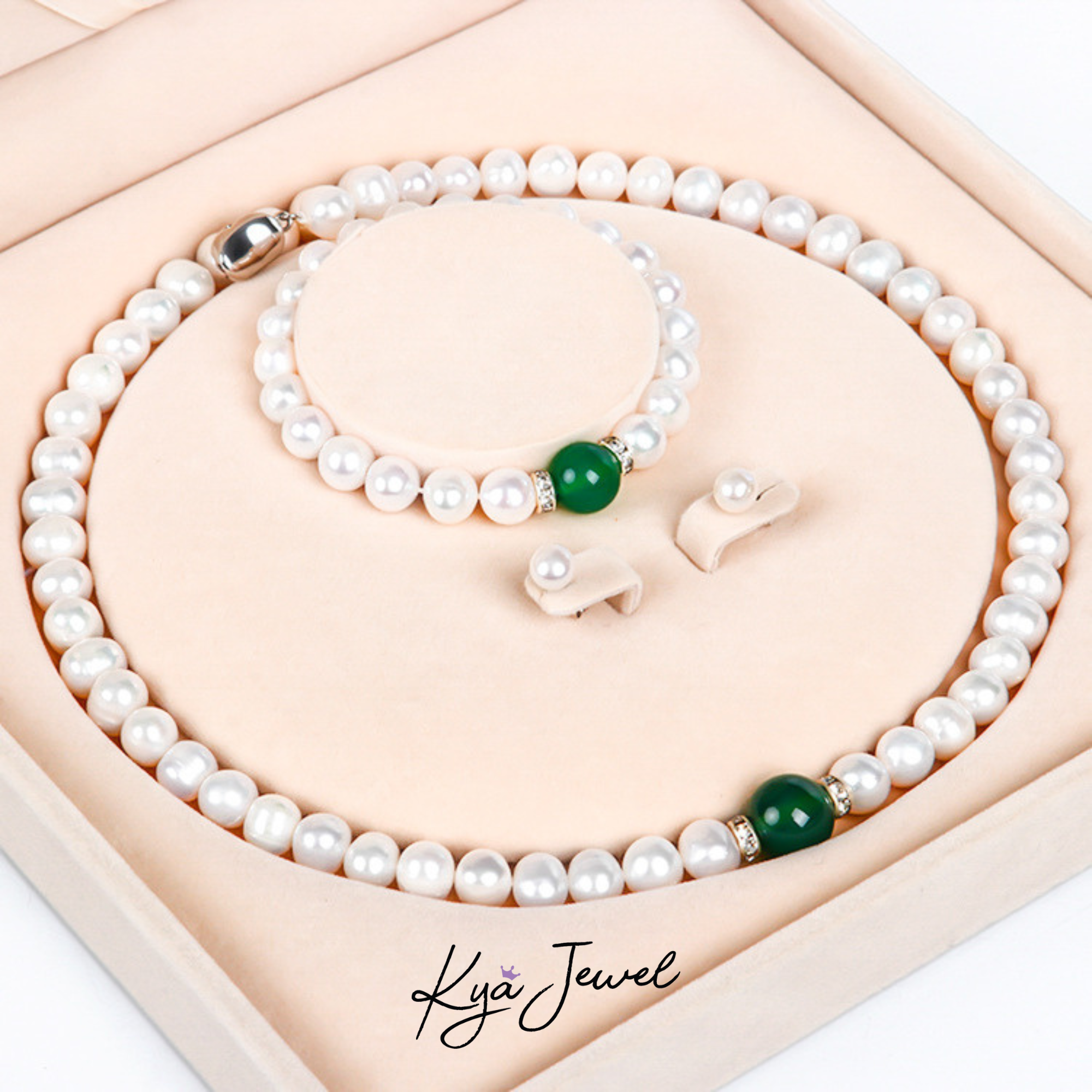Lắc tay ngọc trai và mã não sang trọng