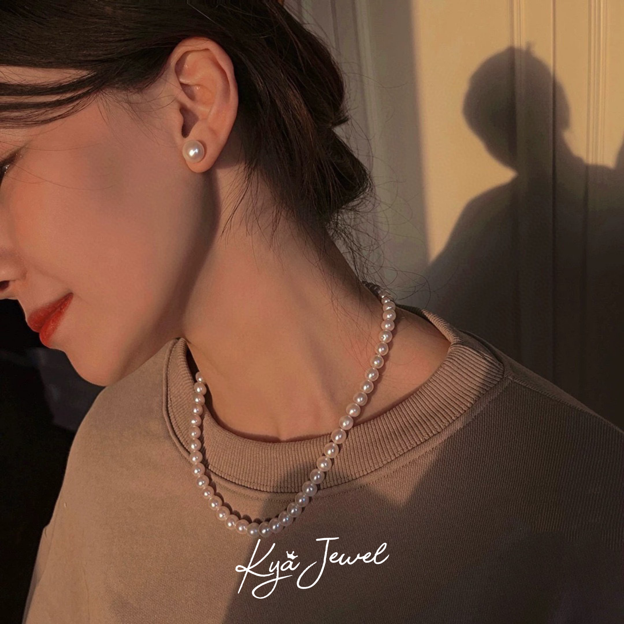 Khuyên tai nữ ngọc trai Basic 7mm