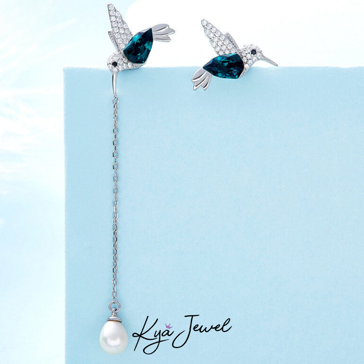 Bộ trang sức bạc chim ruồi đá Swarovski