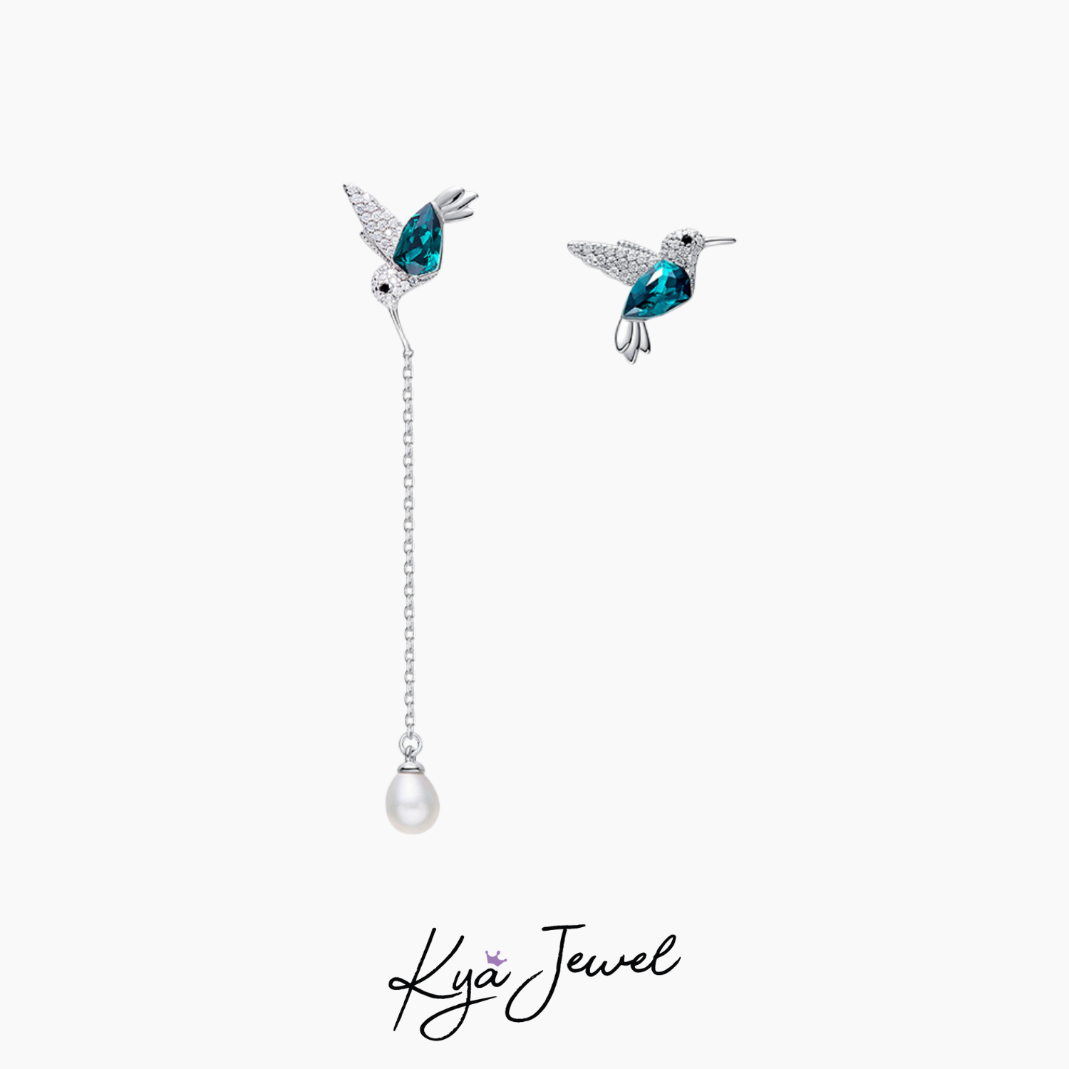 Bộ trang sức bạc chim ruồi đá Swarovski