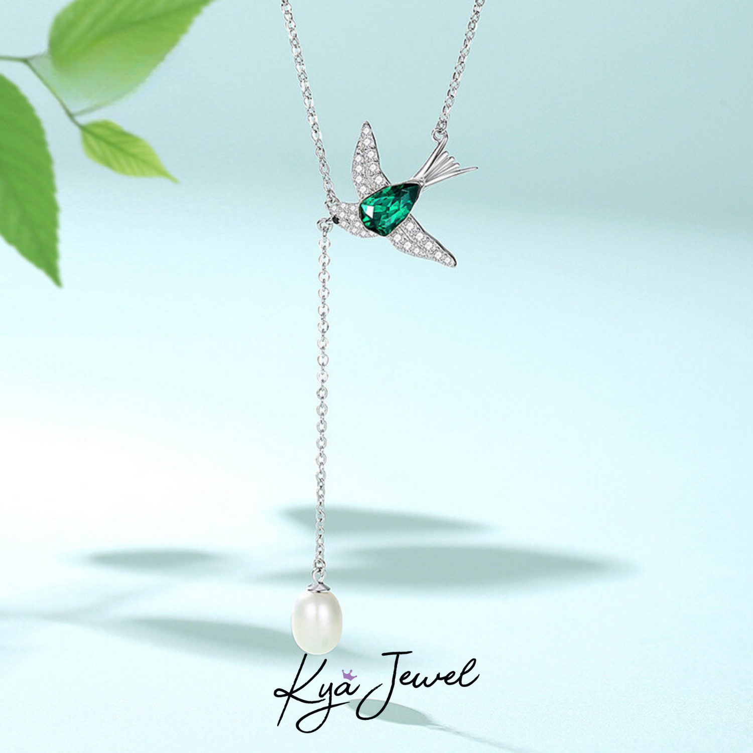 Bộ trang sức bạc chim ruồi đá Swarovski
