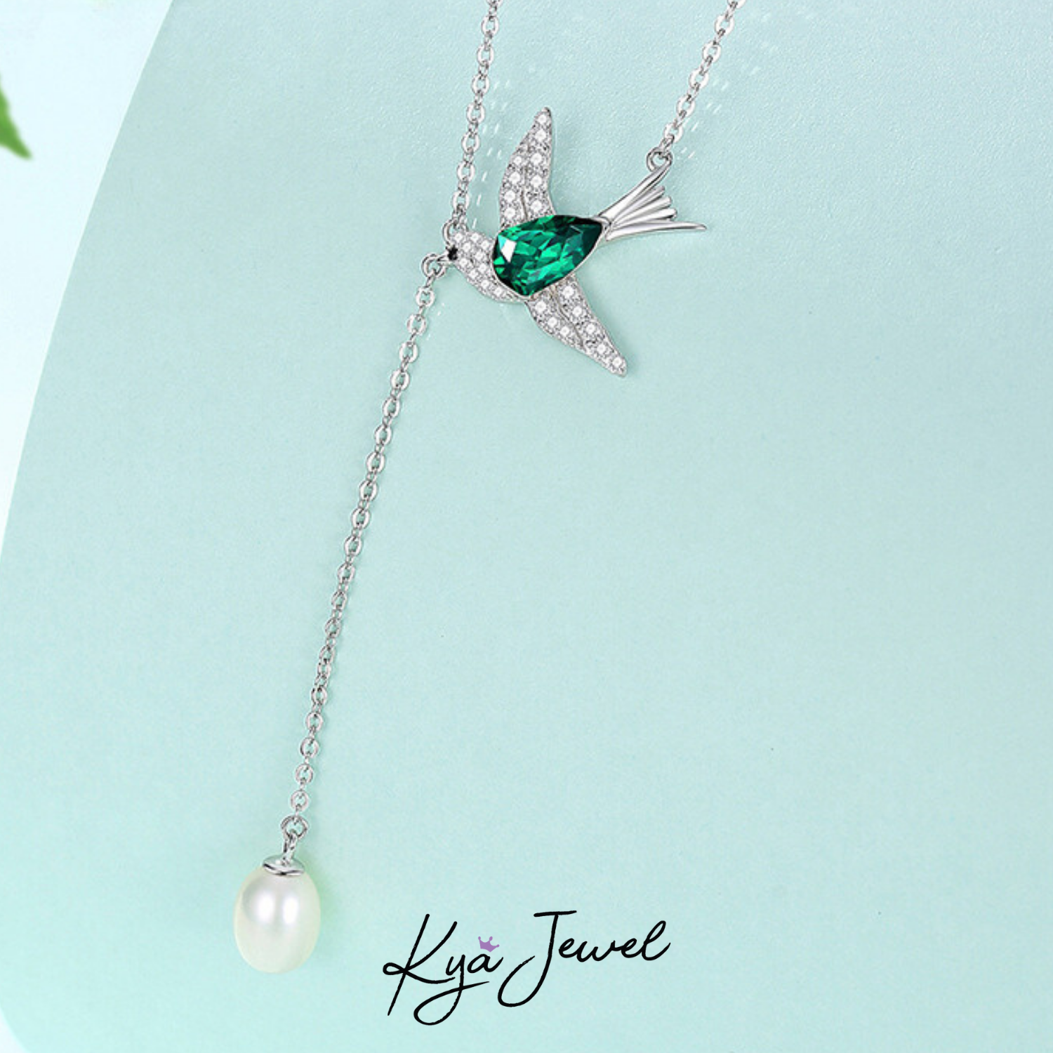 Bộ trang sức bạc chim ruồi đá Swarovski