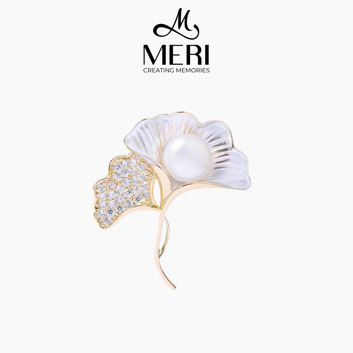 Cài áo Ginkgo Leaves & Pearls