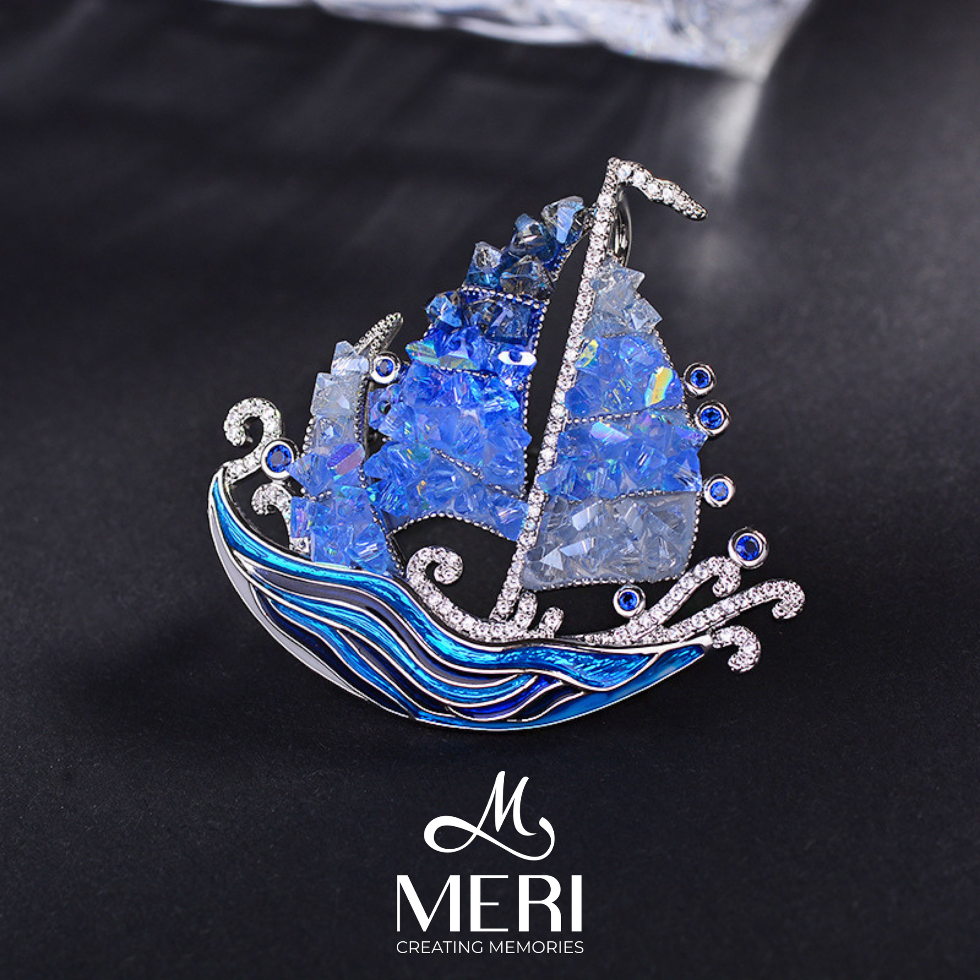 Cài áo Blue Sailboat