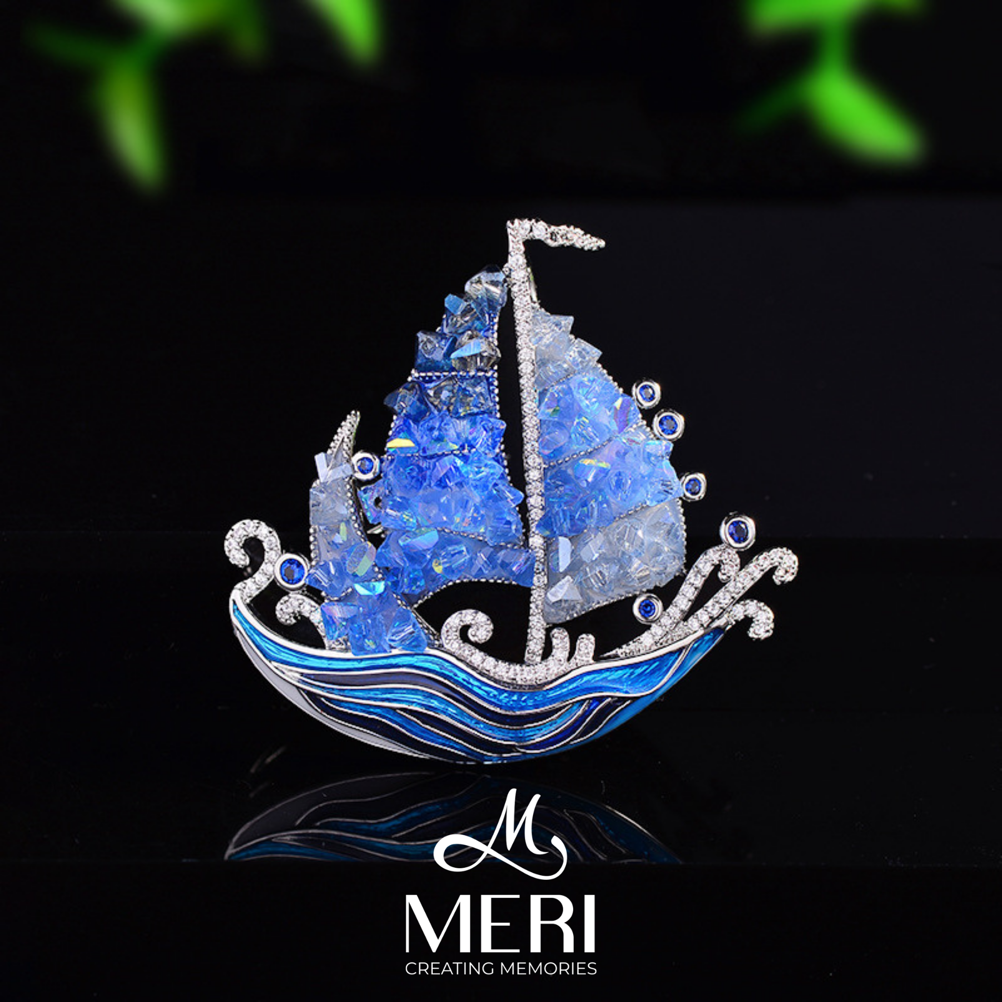 Cài áo Blue Sailboat