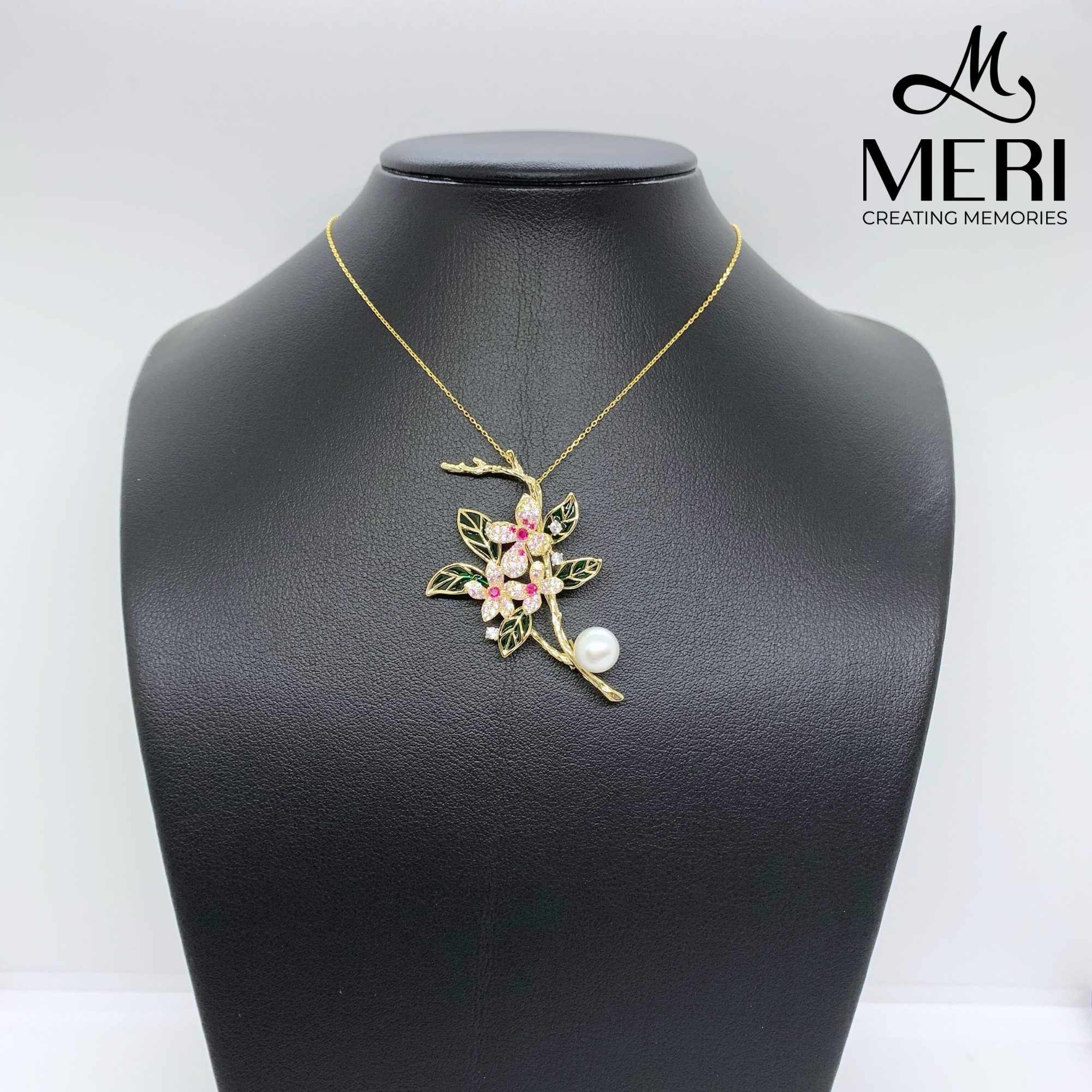 Cài áo nhành hoa ngọc trai
