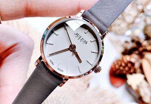 Đồng Hồ Nữ JA-963D Julius Hàn Quốc Dây Da (Xám)