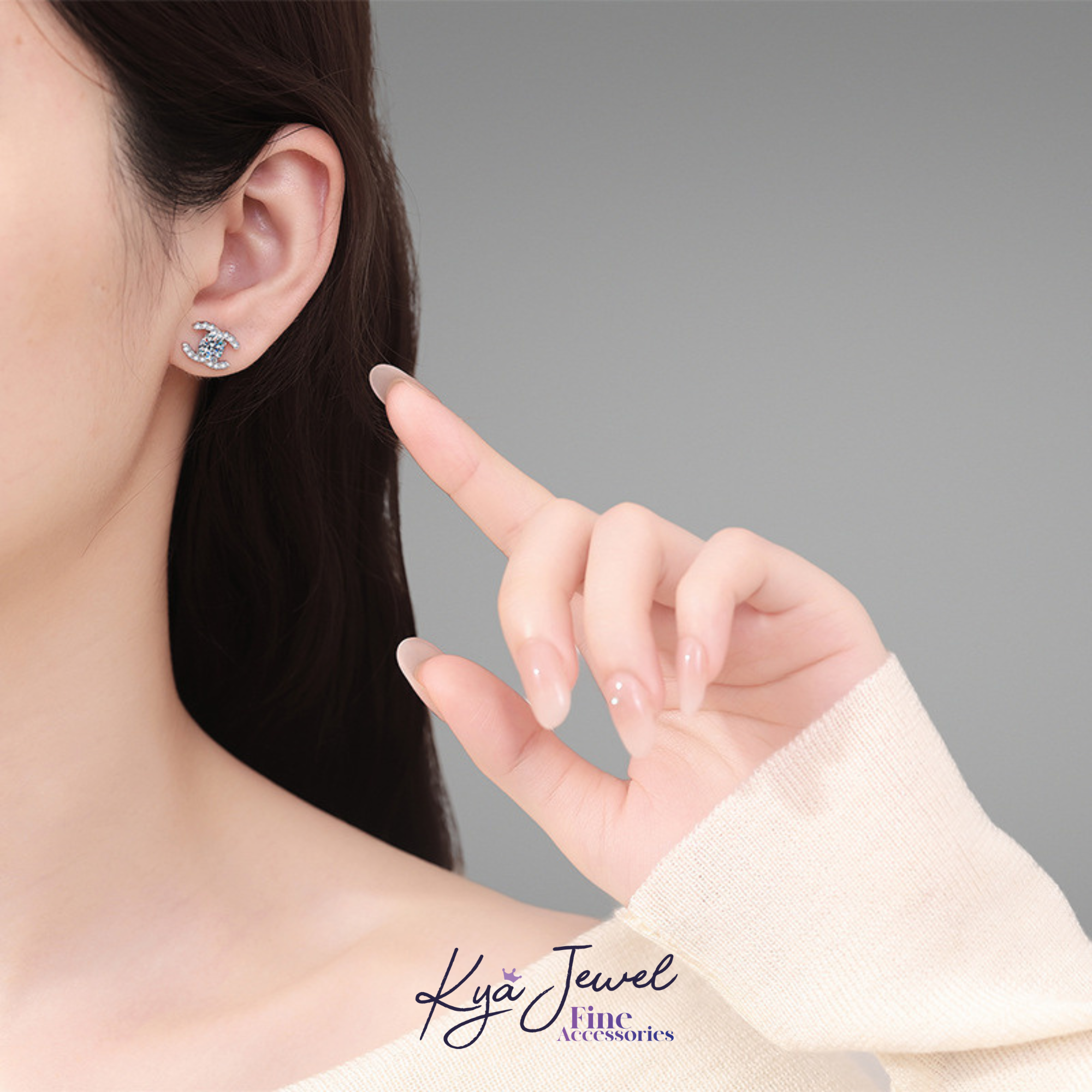 Khuyên tai nữ kim cương Moissanite Prestige