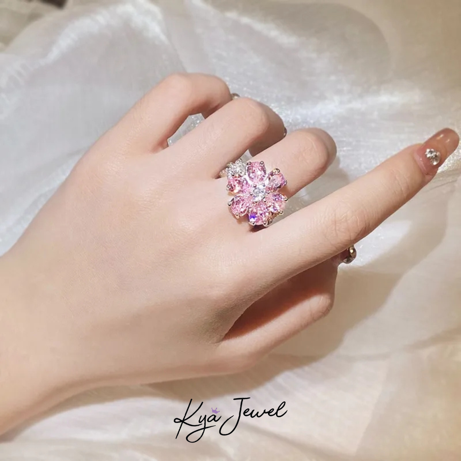 Nhẫn Pinky Floral hợp kim cao cấp