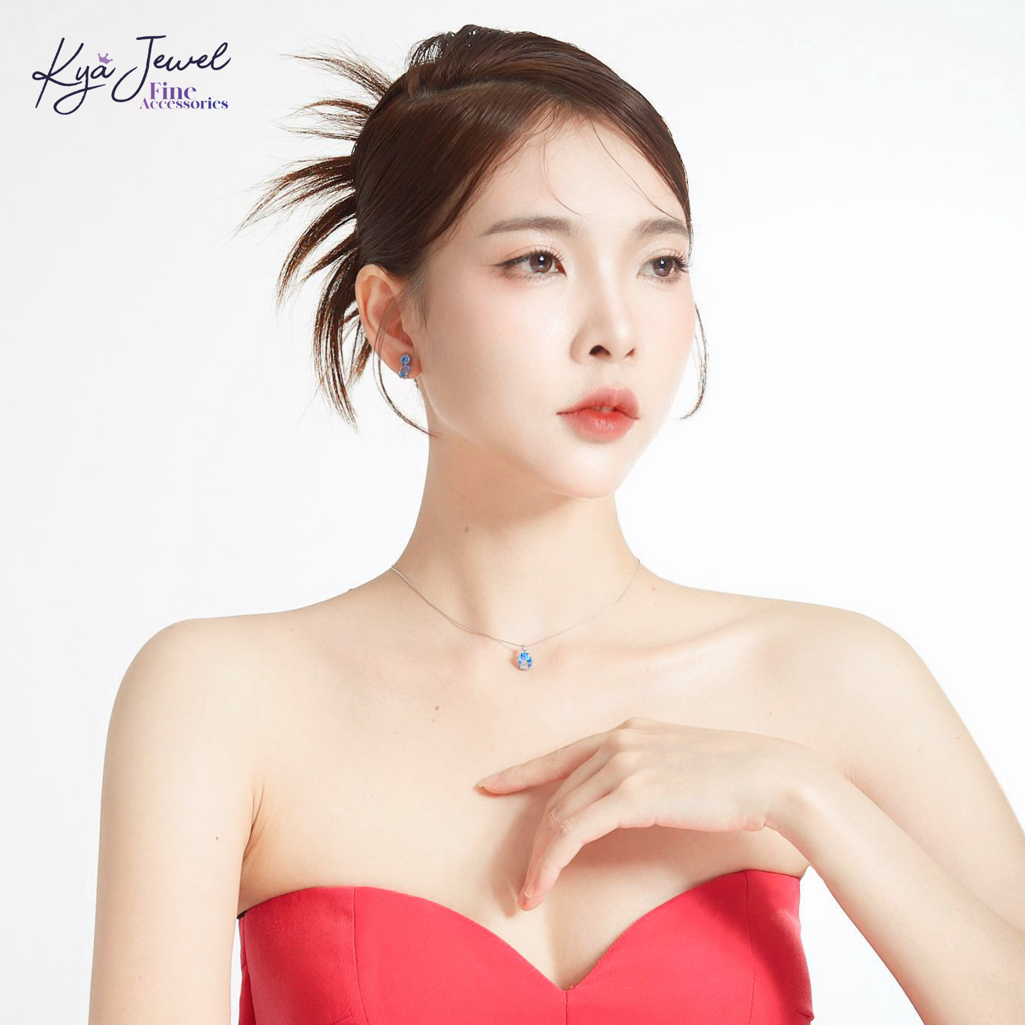 Bộ trang sức bạc Ý 925 đá xanh dương cao cấp