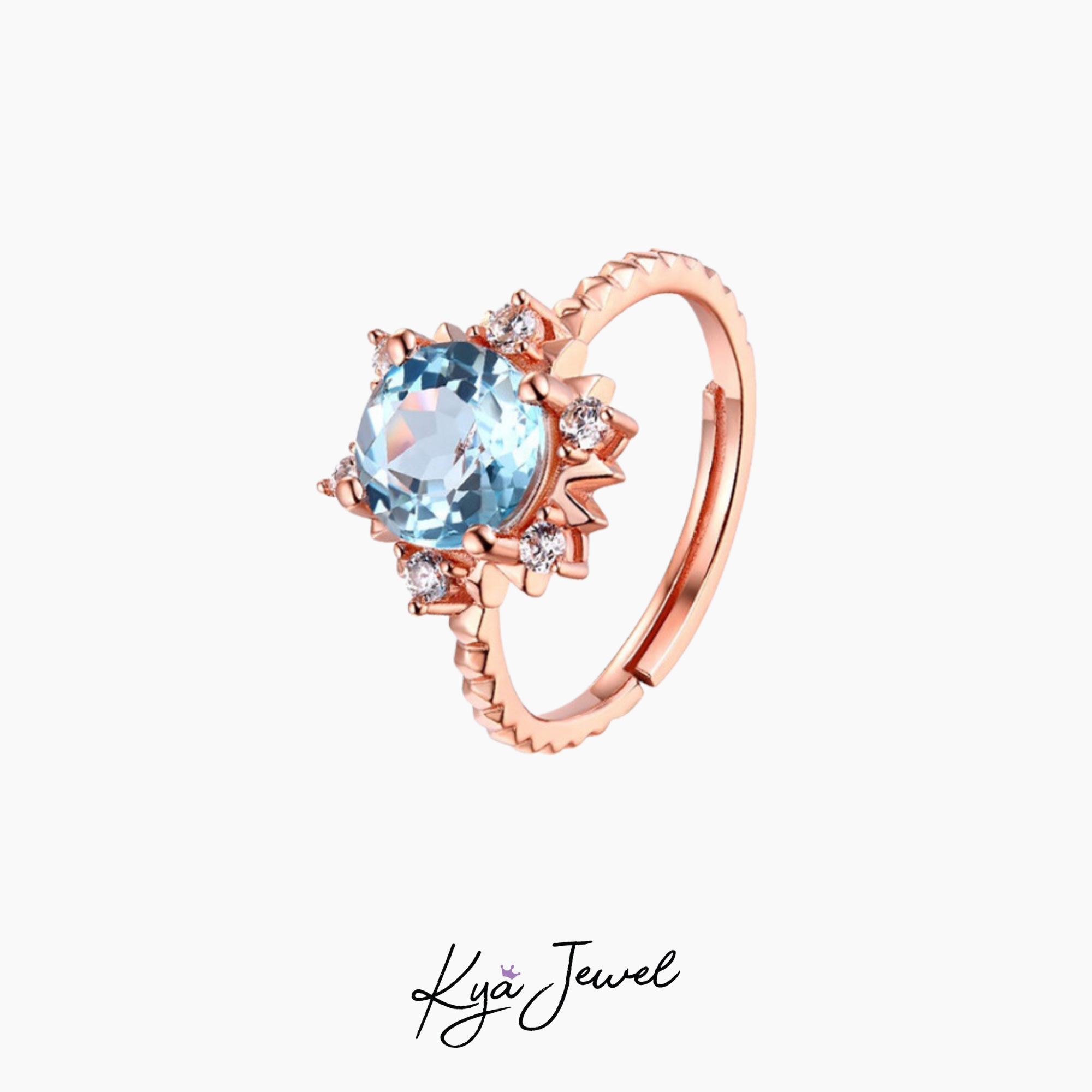 Nhẫn đá Topaz mặt trời tỏa sáng
