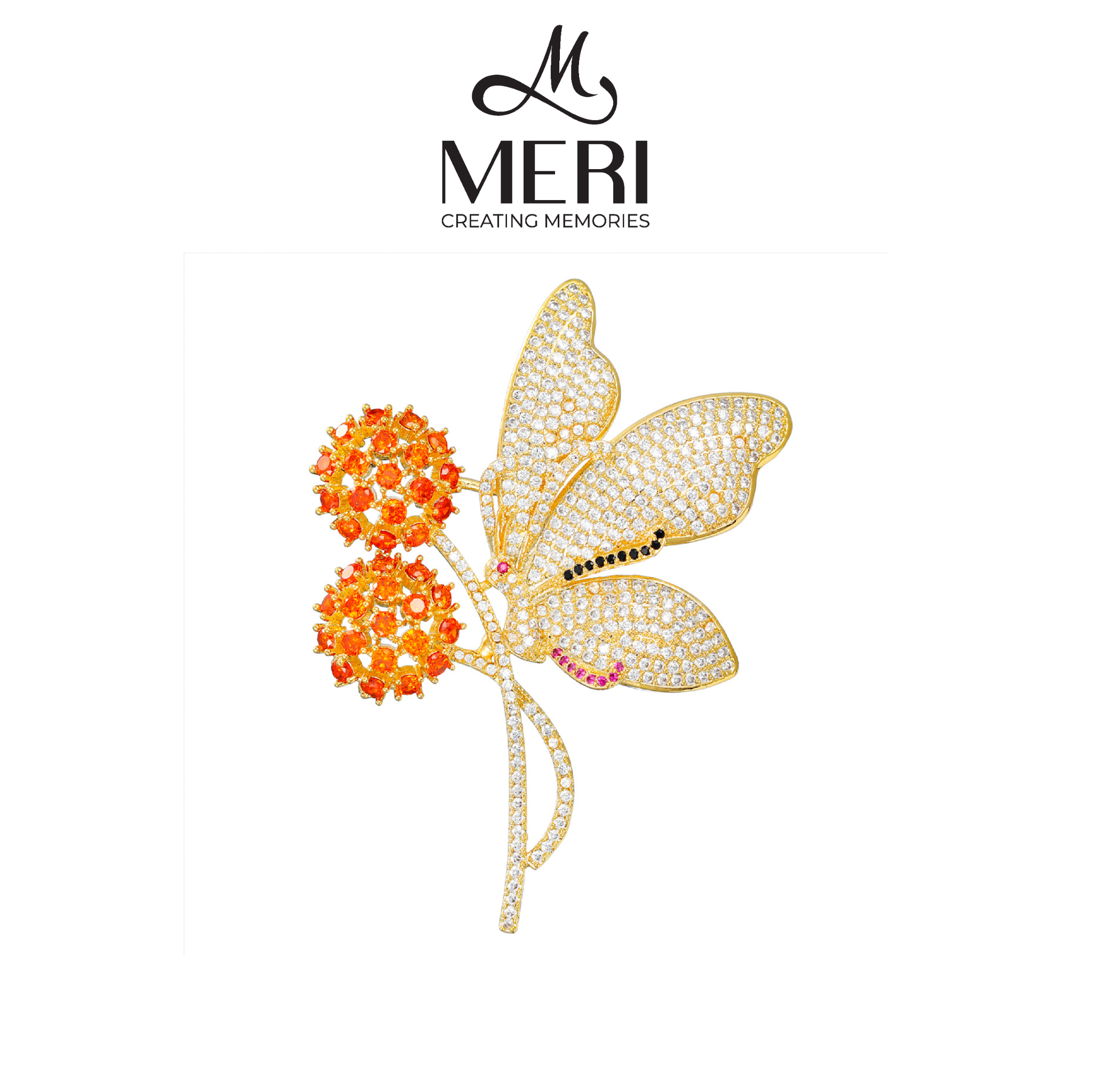 Cài áo Butterfly đậu cành hoa sặc sỡ