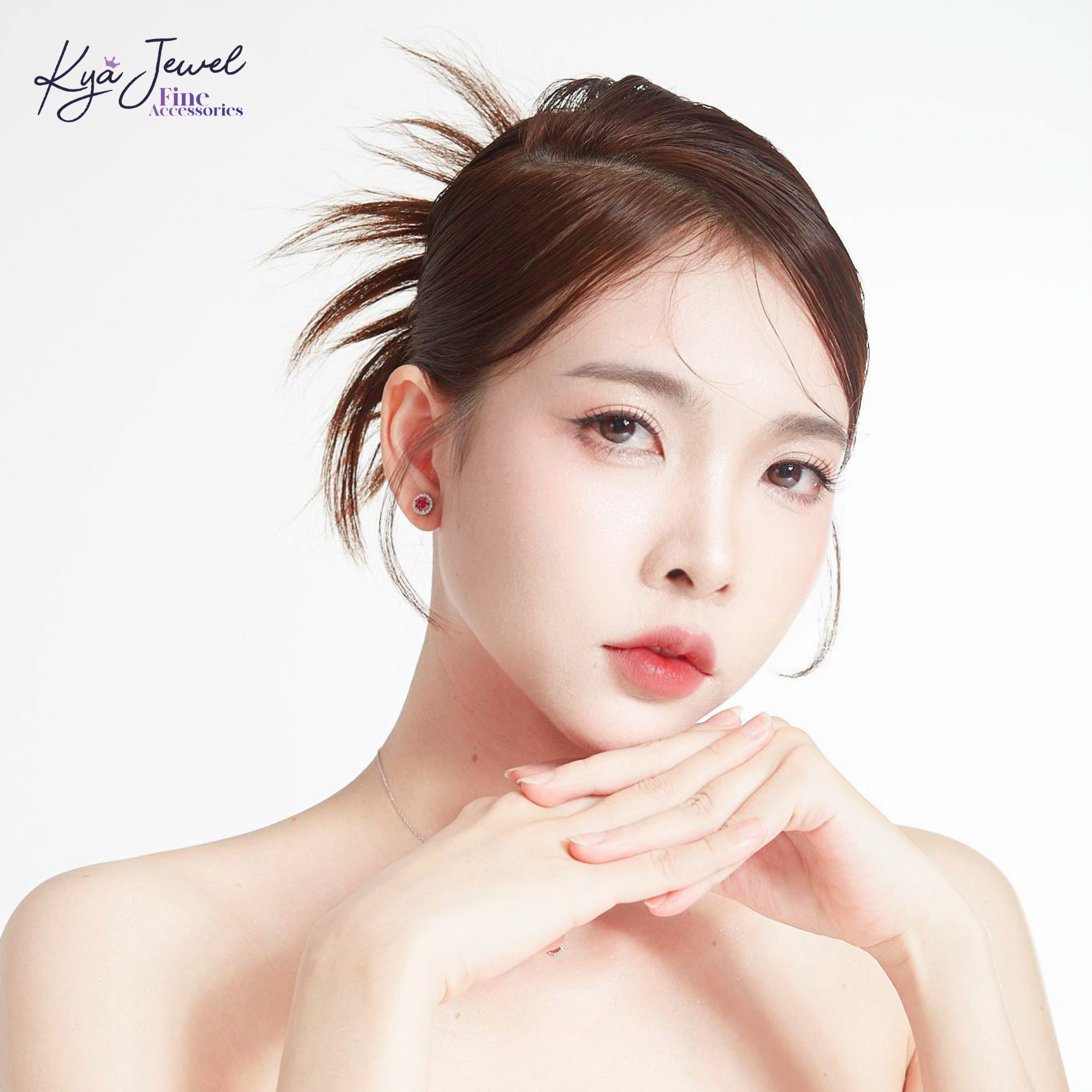 Bộ trang sức bạc Ý 925 đá hồng duyên dáng