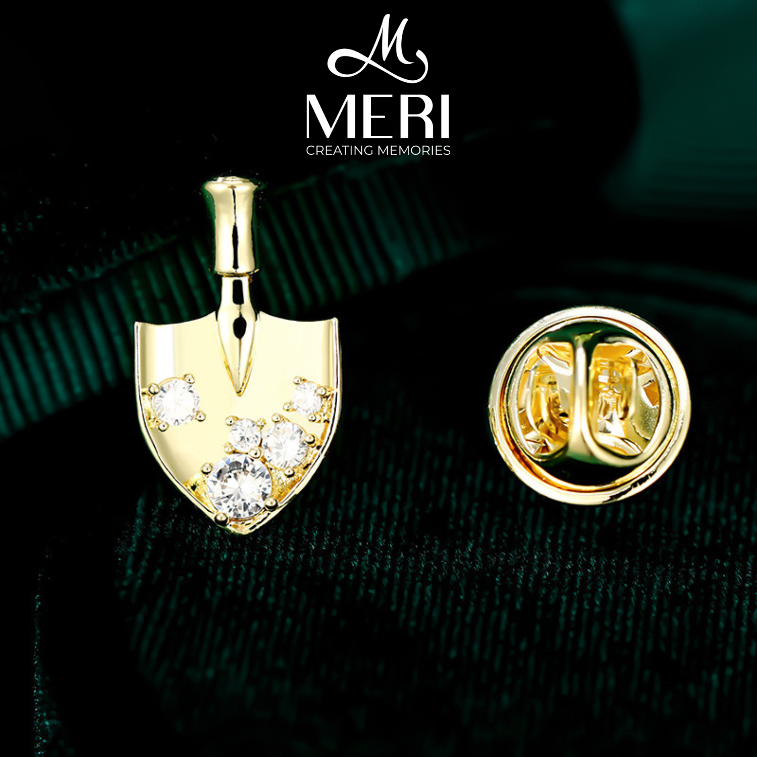 Pin cài áo Spade khảm đá sang trọng