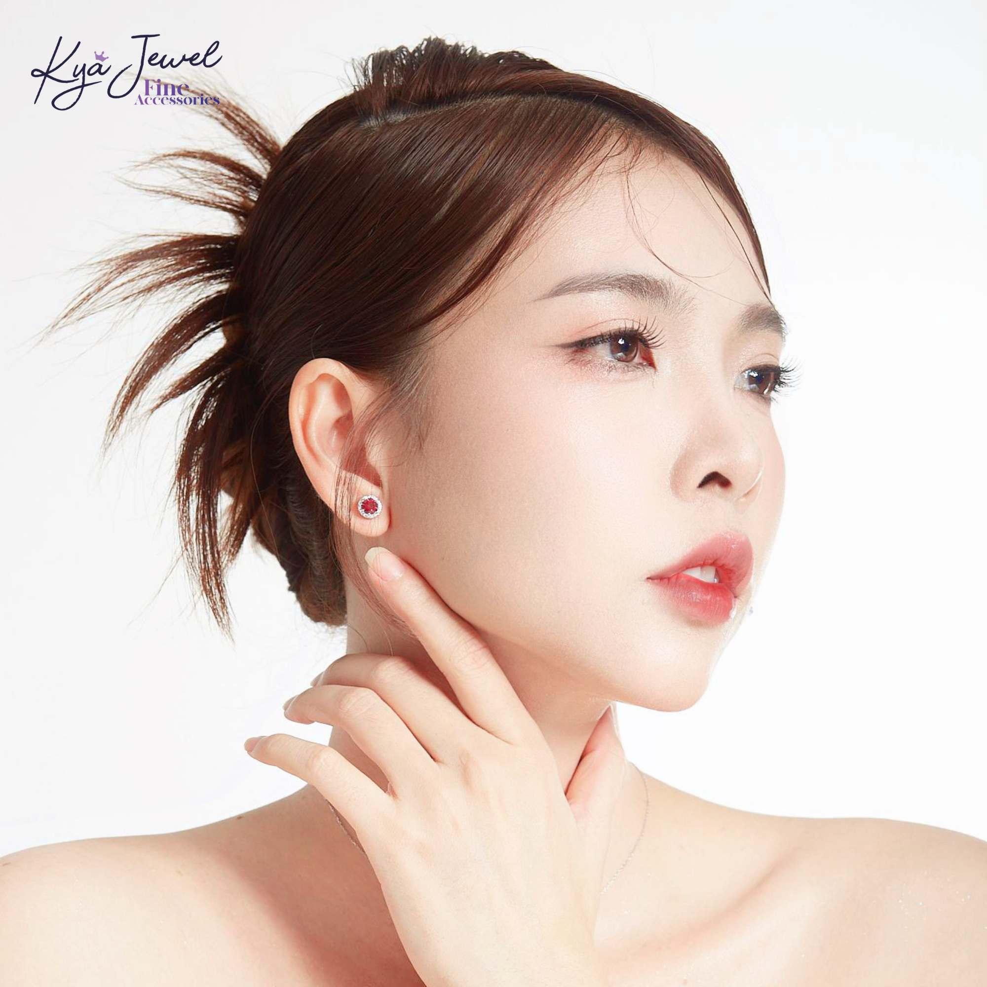Dây chuyền nữ bạc Ý 925 đá hồng duyên dáng