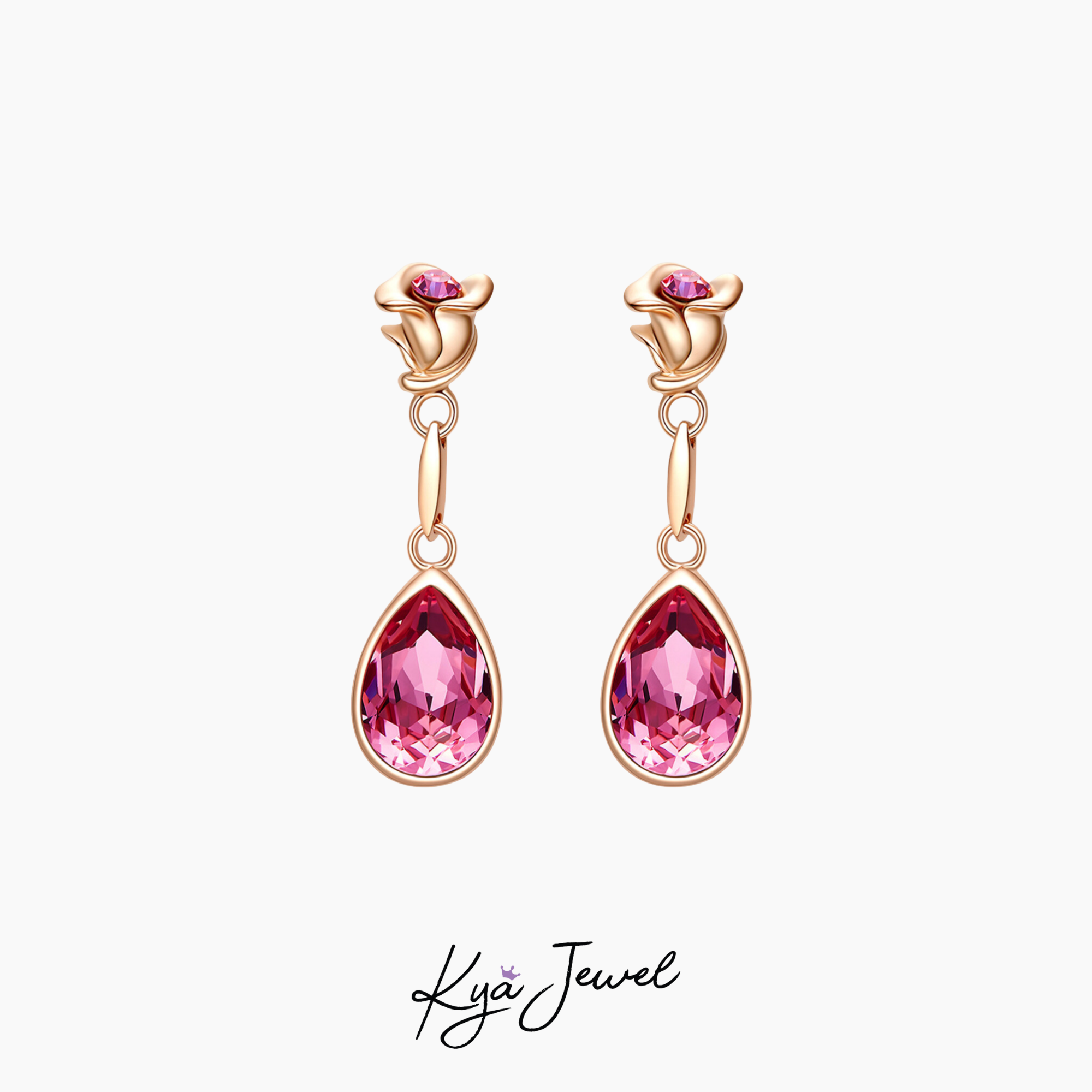 Khuyên tai nữ Golden Rose Swarovski cao cấp