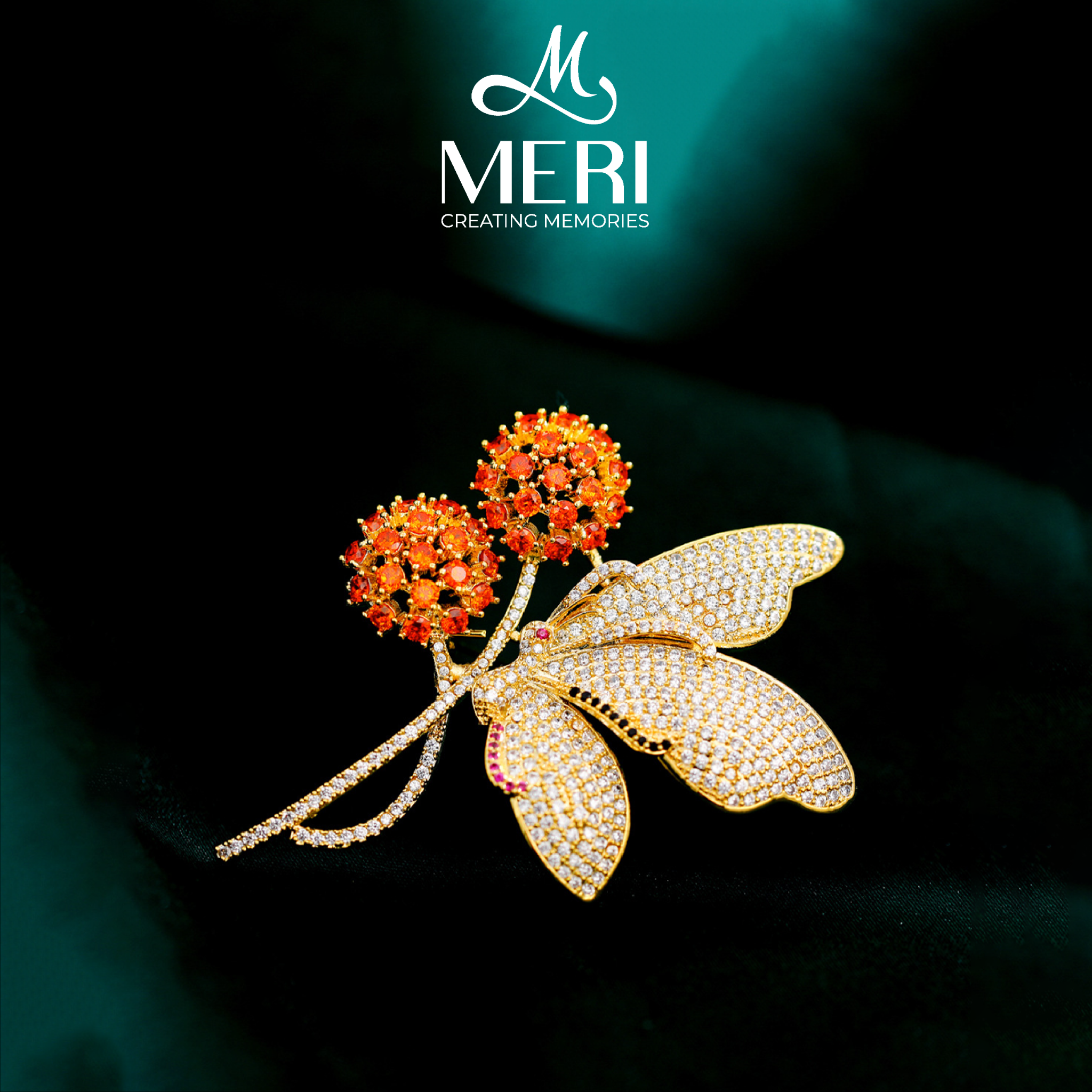 Cài áo Butterfly đậu cành hoa sặc sỡ