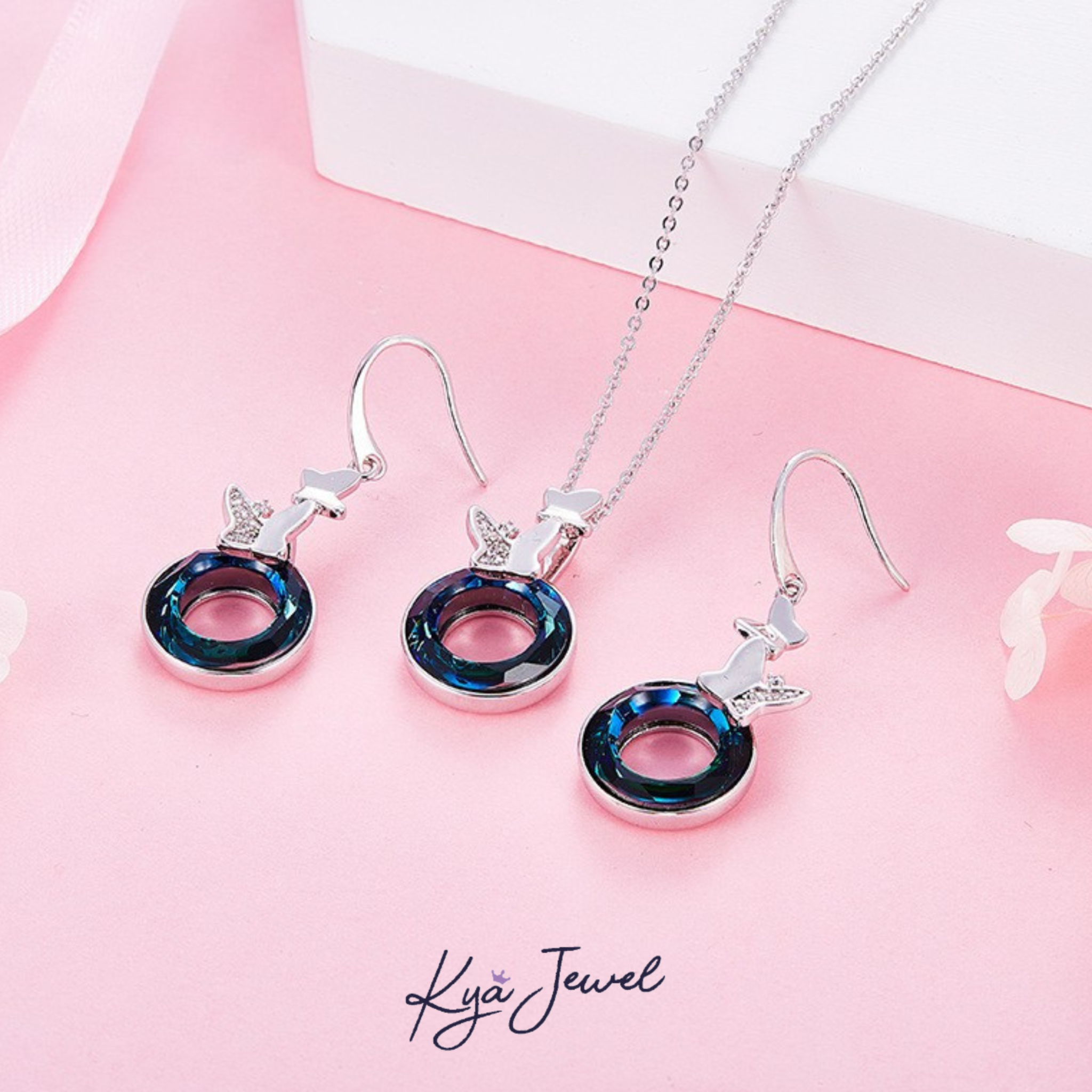 Bộ trang sức nữ Golden Butterfly Swarovski cao cấp