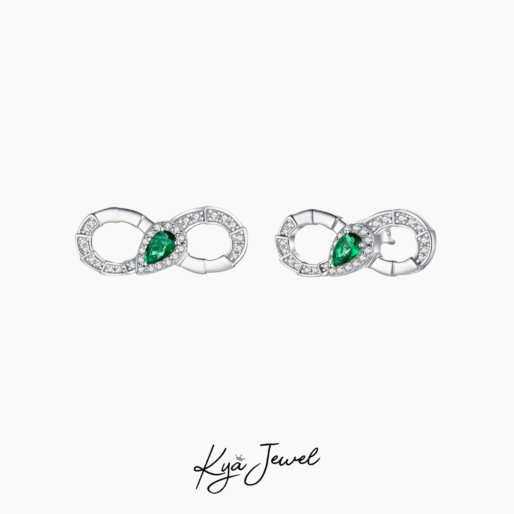 Khuyên tai nữ Swarovski Love cao cấp xanh pha lê