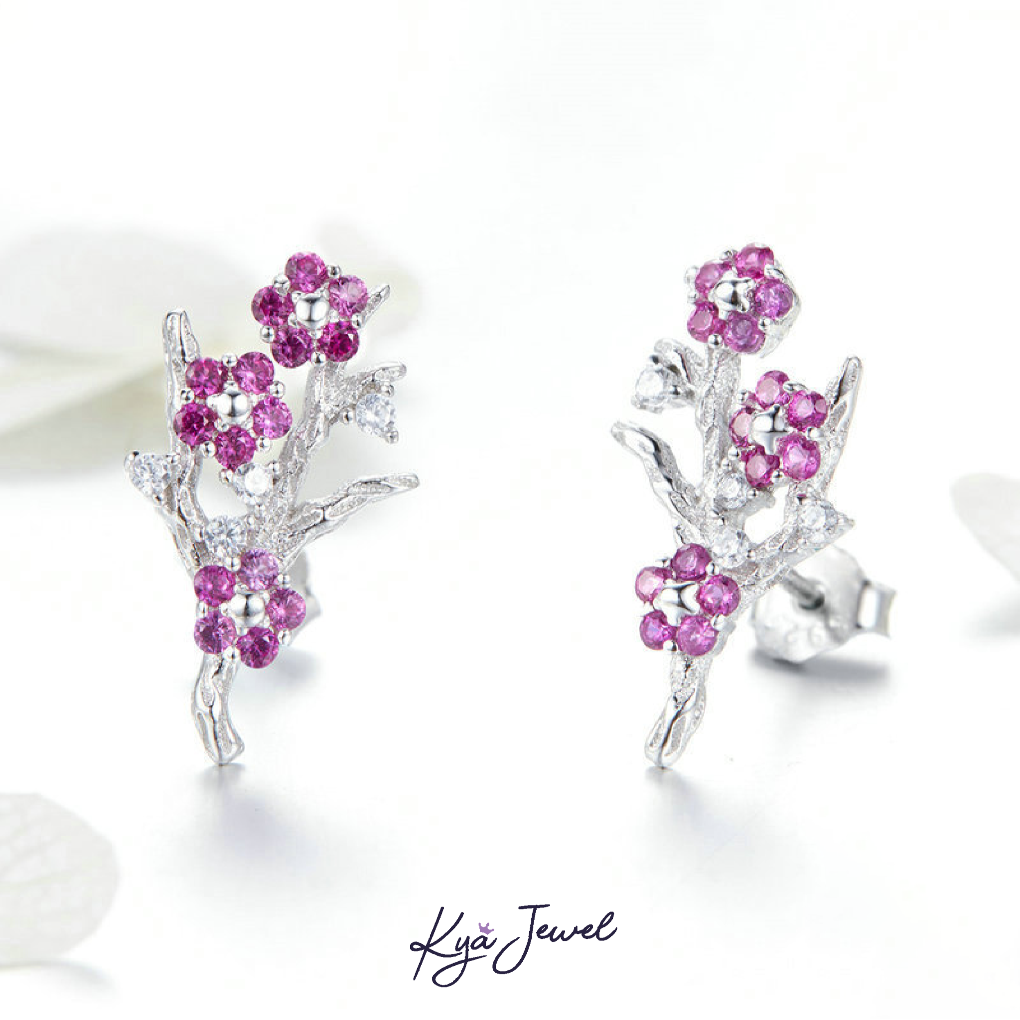 Bộ trang sức nữ Flower khảm đá CZ màu cao cấp