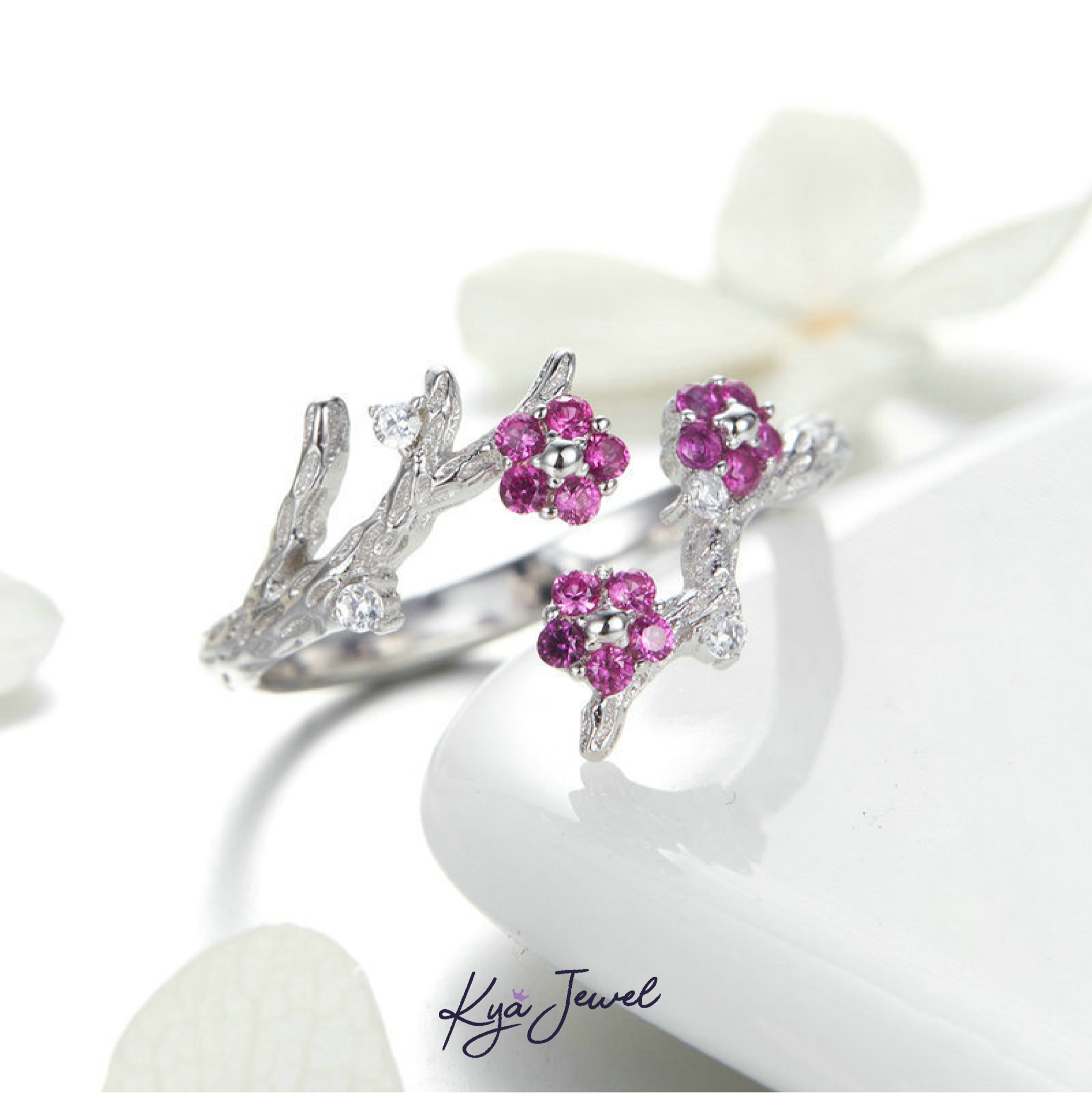 Bộ trang sức nữ Flower khảm đá CZ màu cao cấp