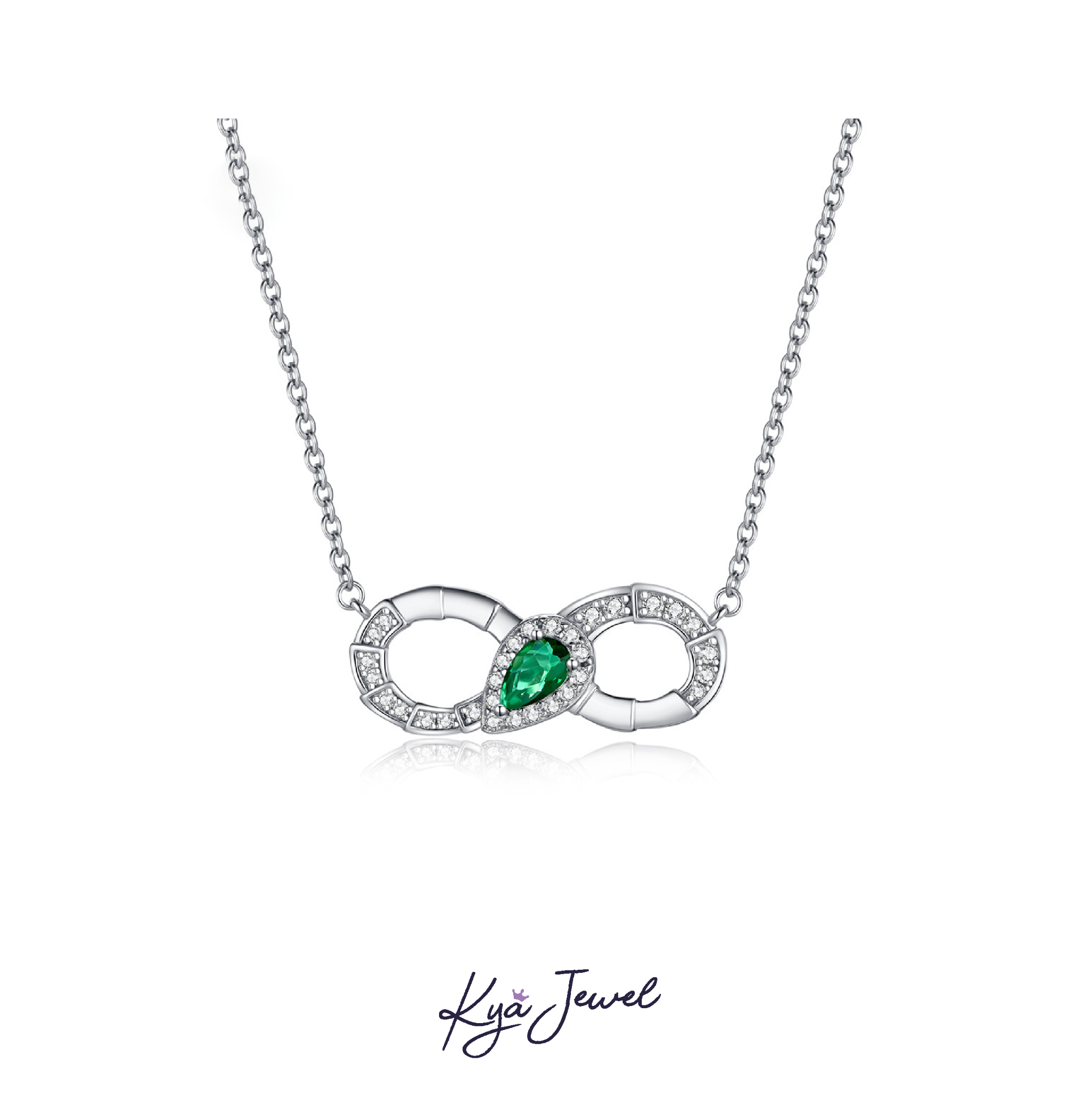 Dây chuyền nữ Swarovski Love cao cấp xanh pha lê