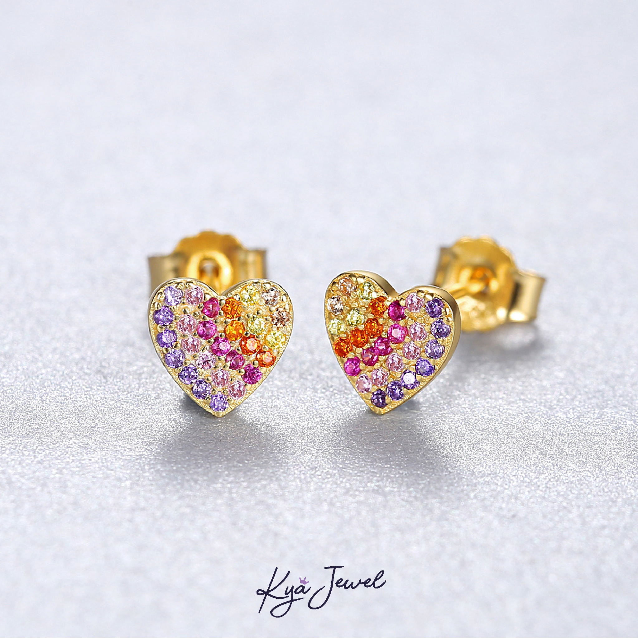 Khuyên tai nữ Color Heart đá CZ