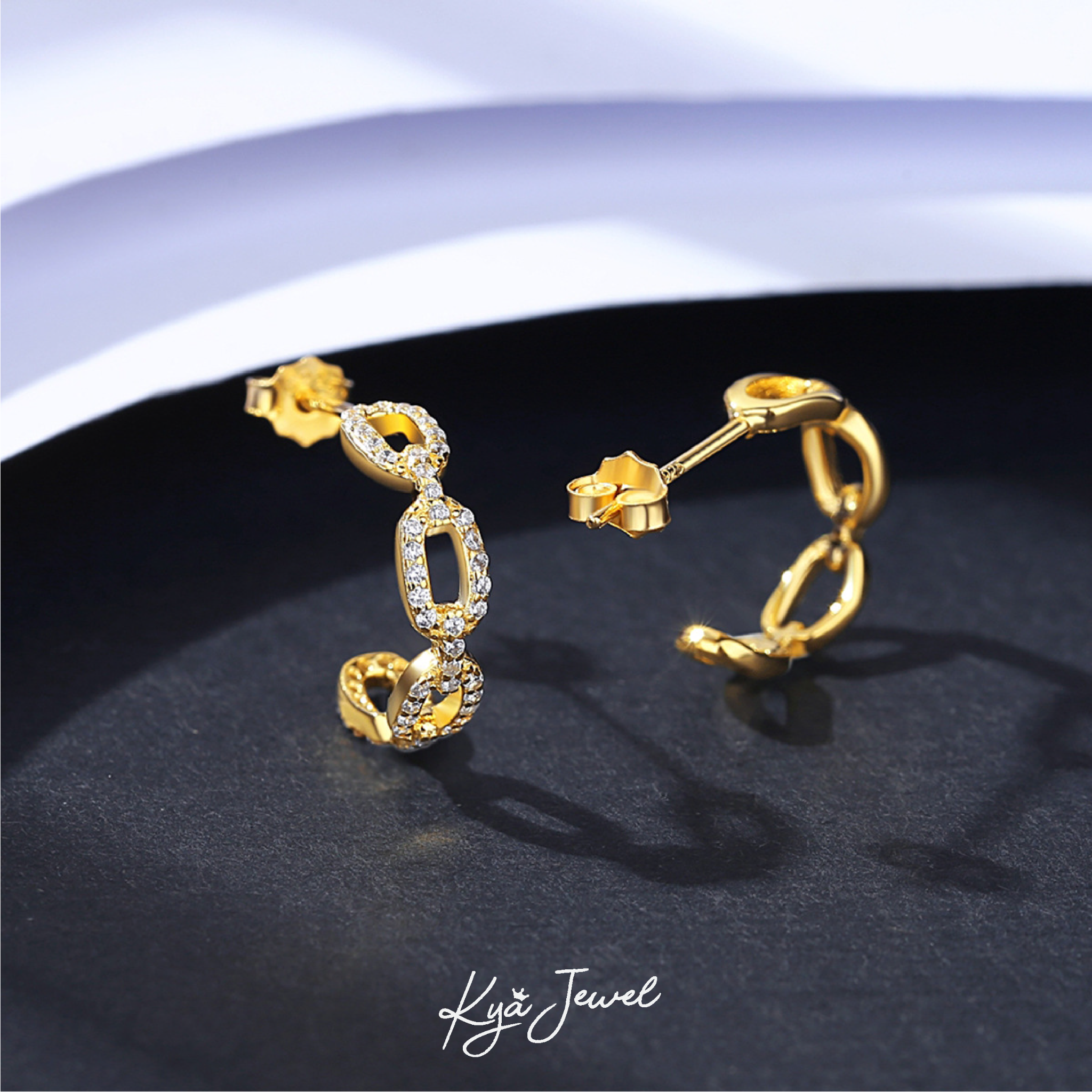 Khuyên tai nữ Litte Ring khảm đá CZ