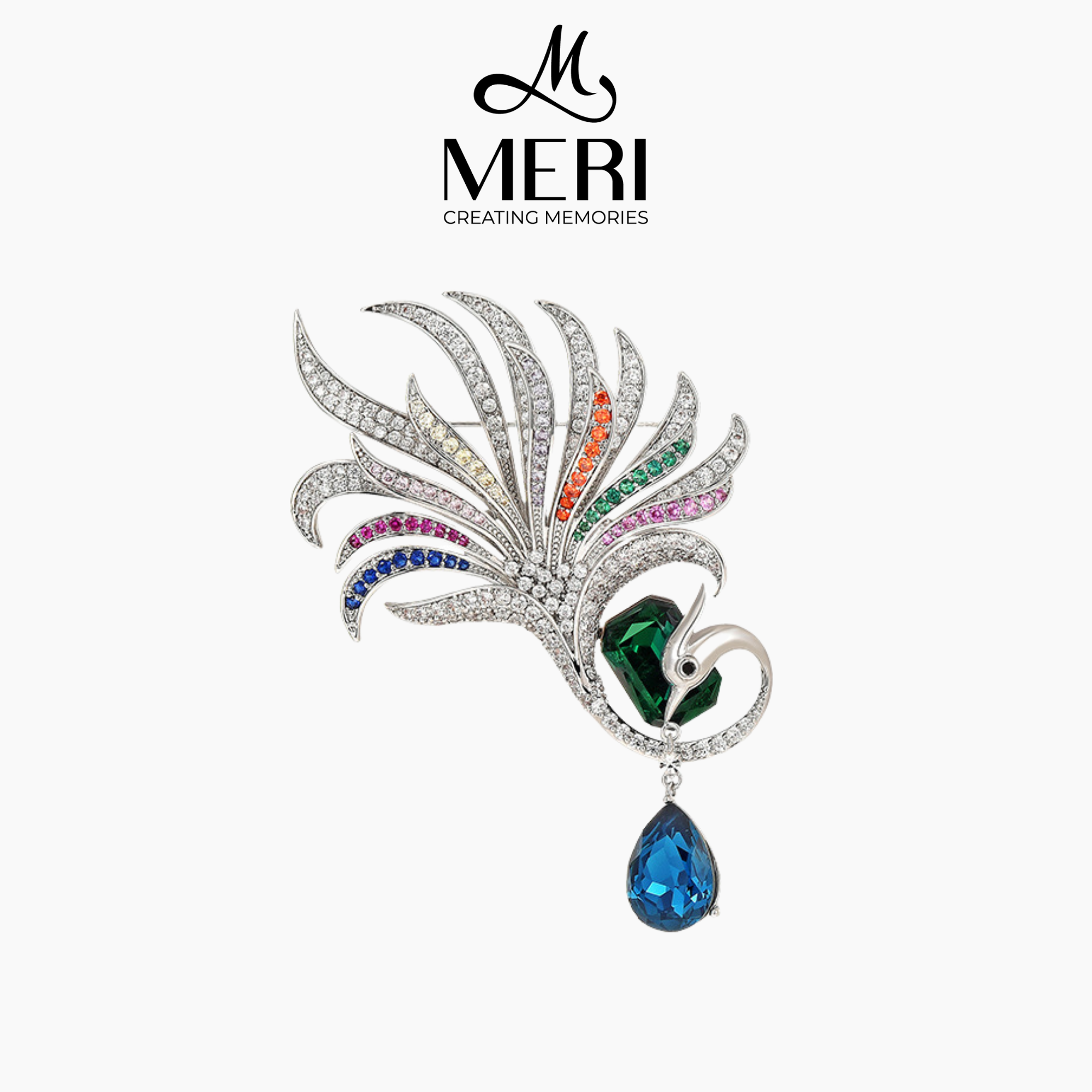 Cài áo Jeweled Peacock