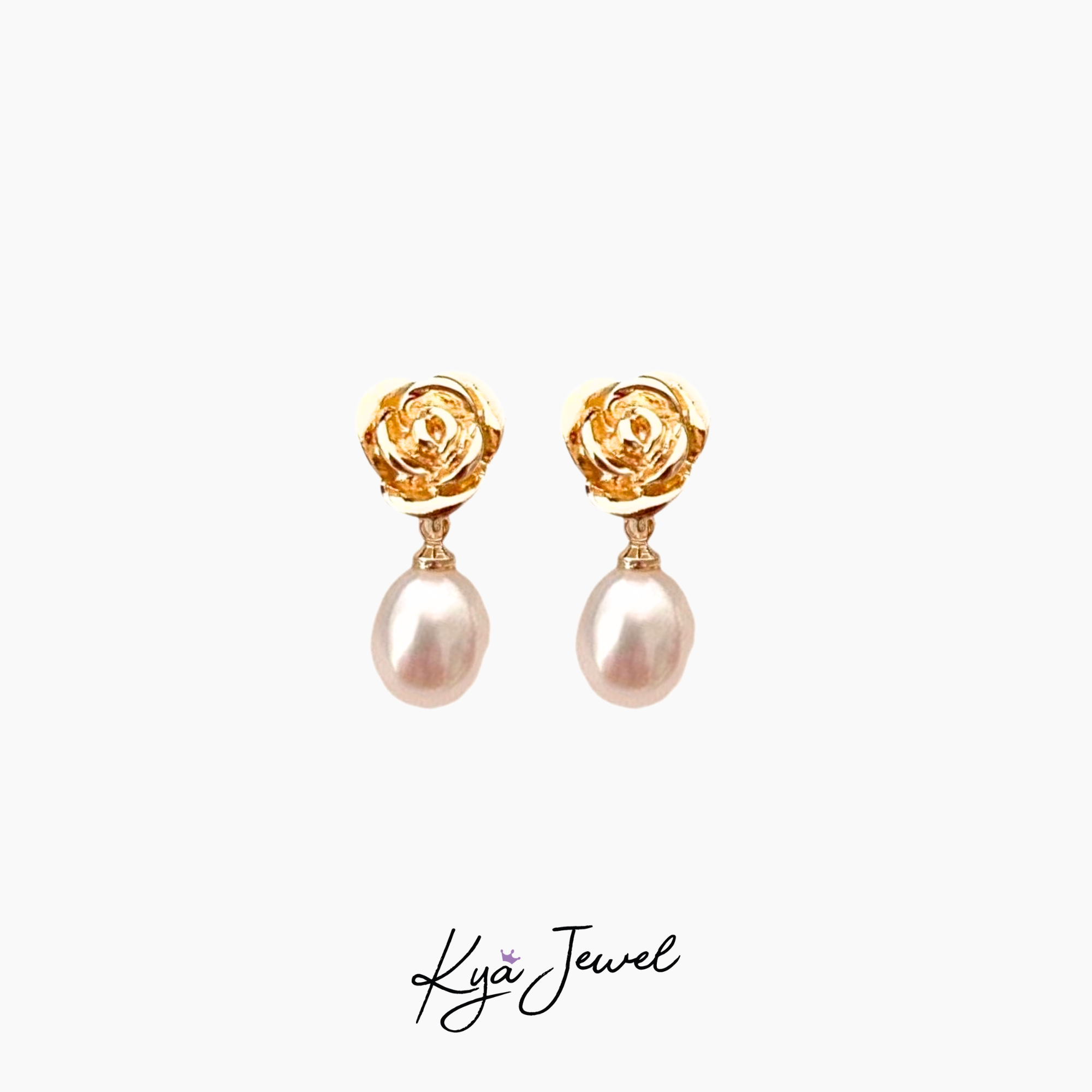 Khuyên tai nữ Golden Rose Pearl