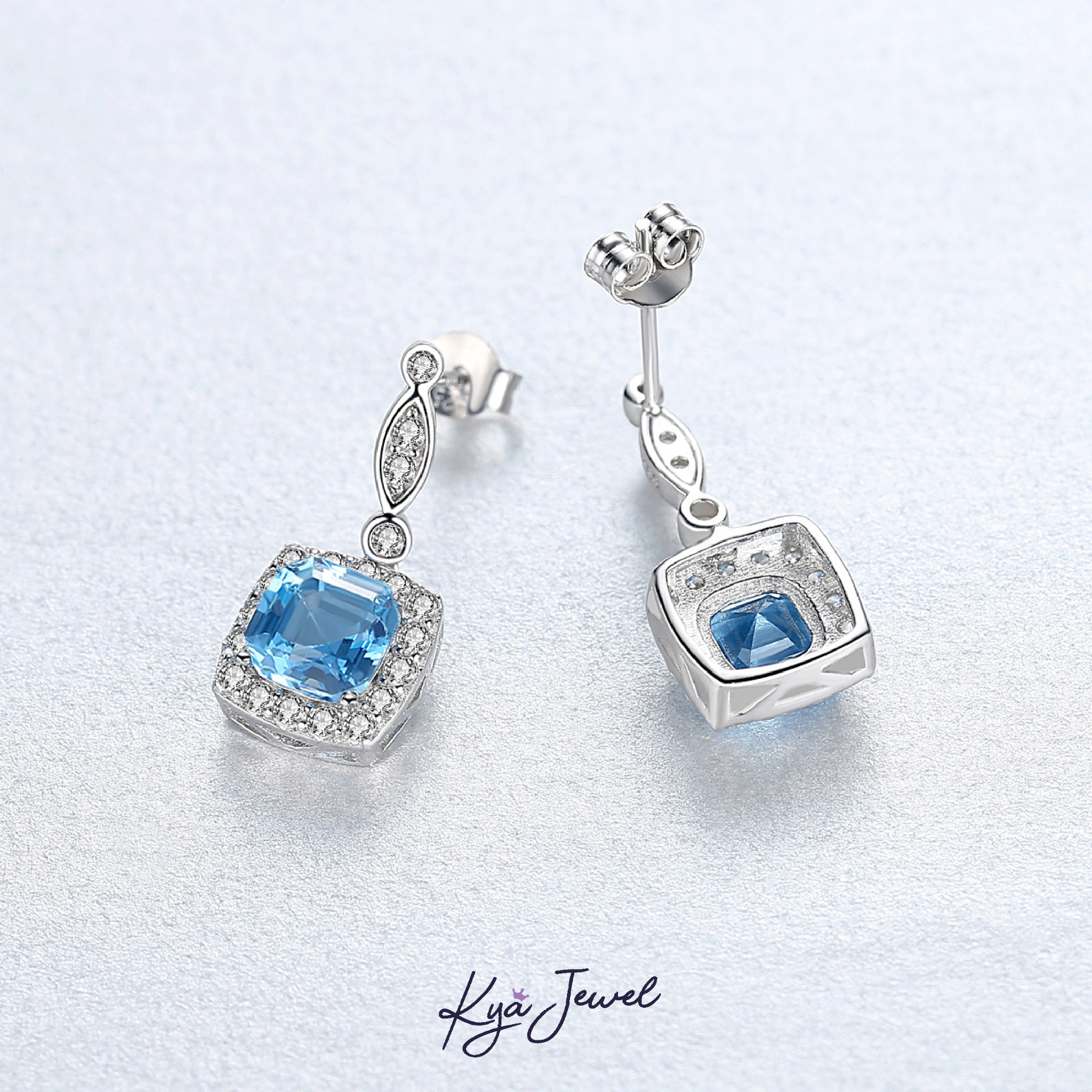 Khuyên tai nữ Blue đá CZ cao cấp