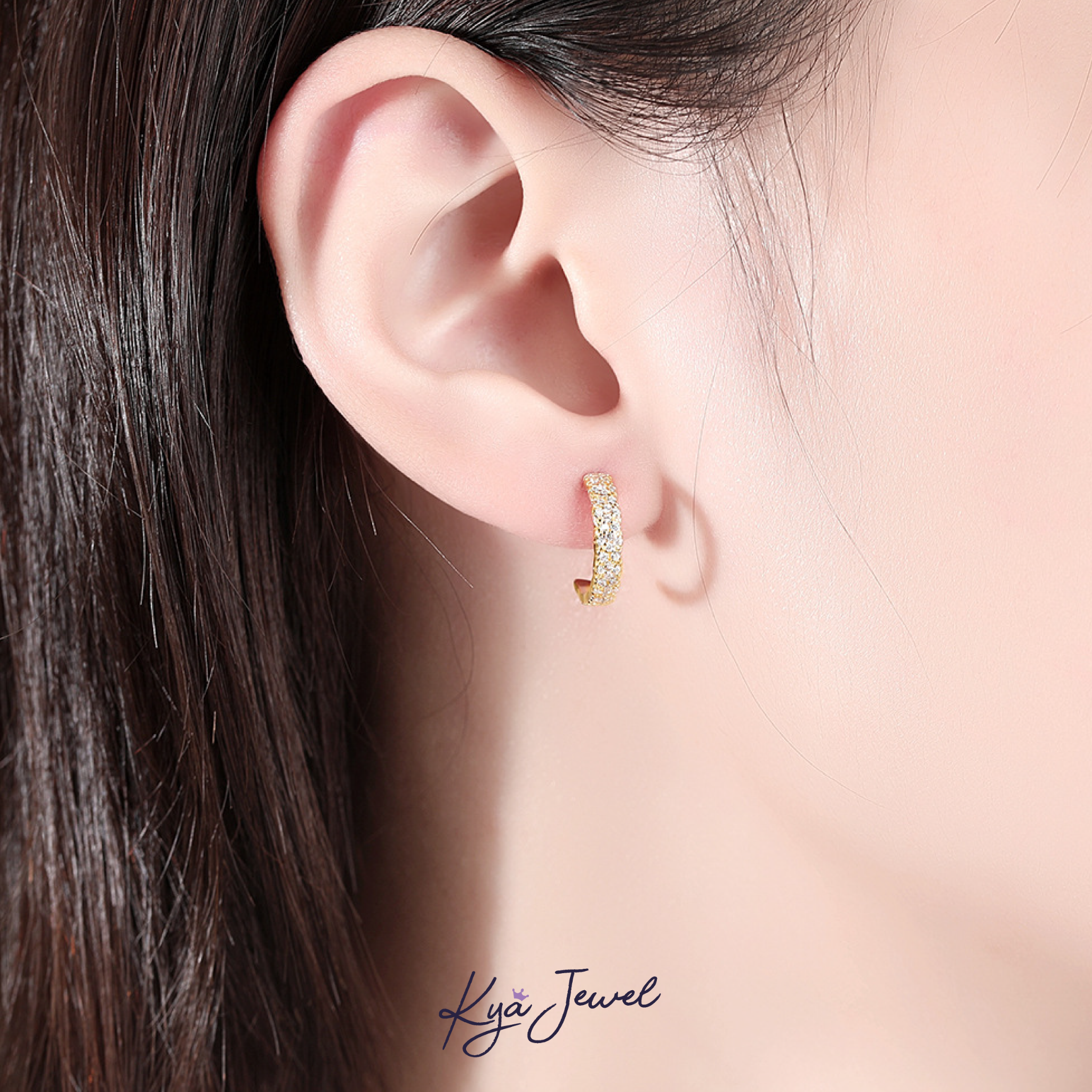 Khuyên tai nữ Moony khảm đá CZ xinh xắn