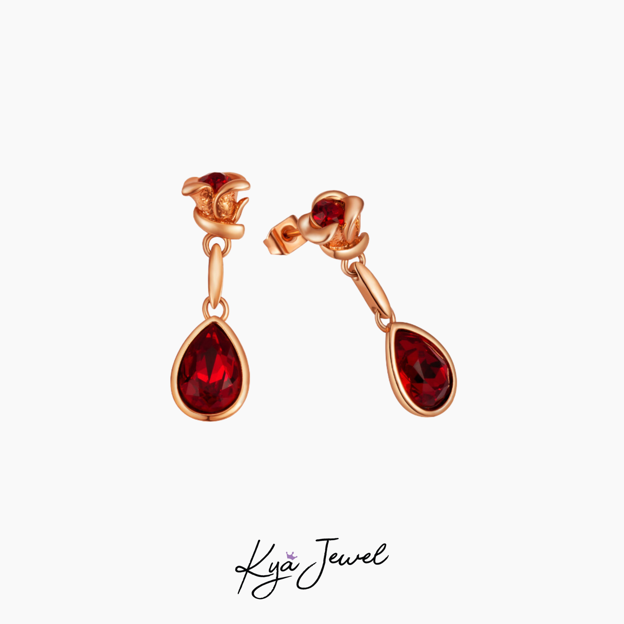 Khuyên tai nữ Golden Rose Swarovski cao cấp