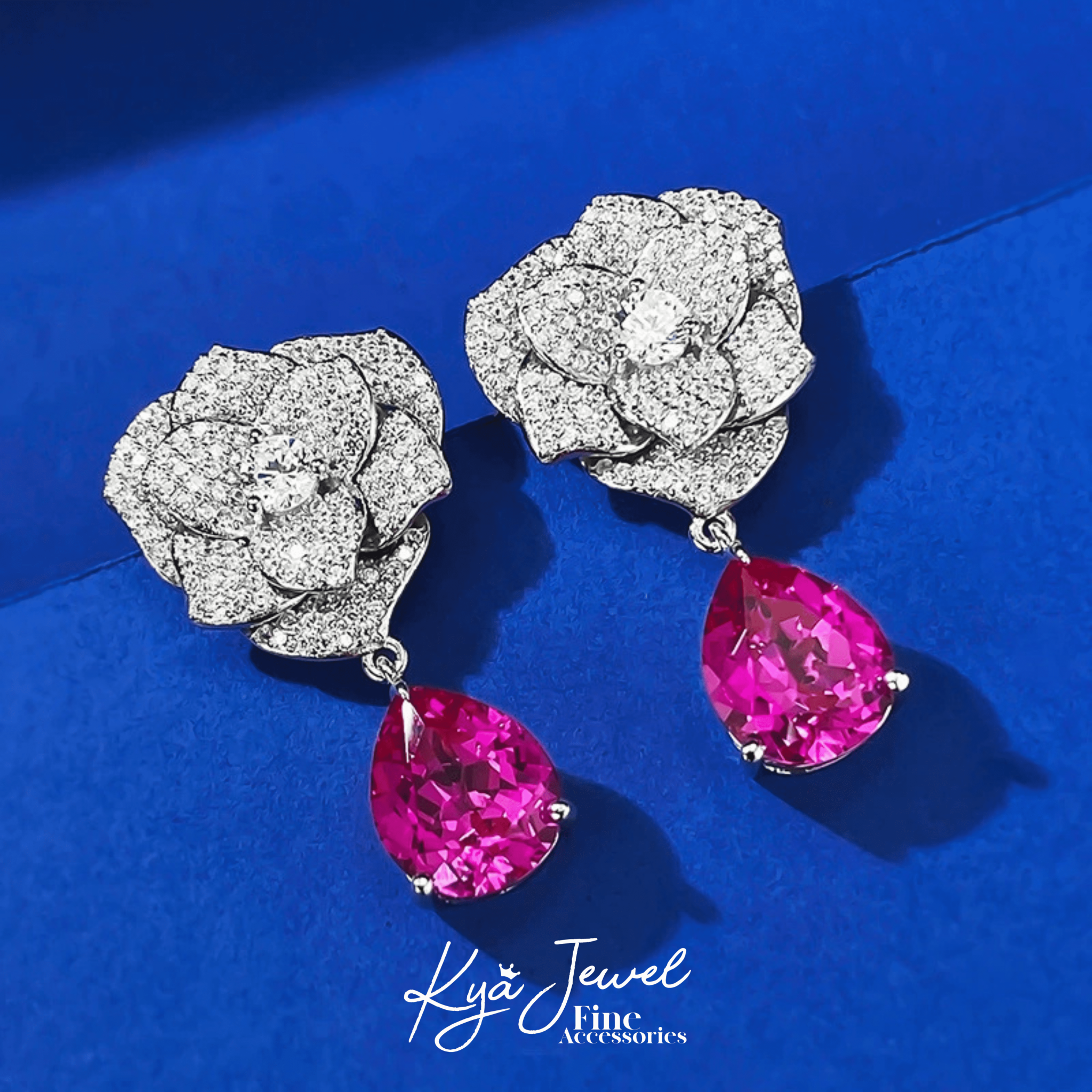 Khuyên tai nữ bạc Ý Charming Camellia