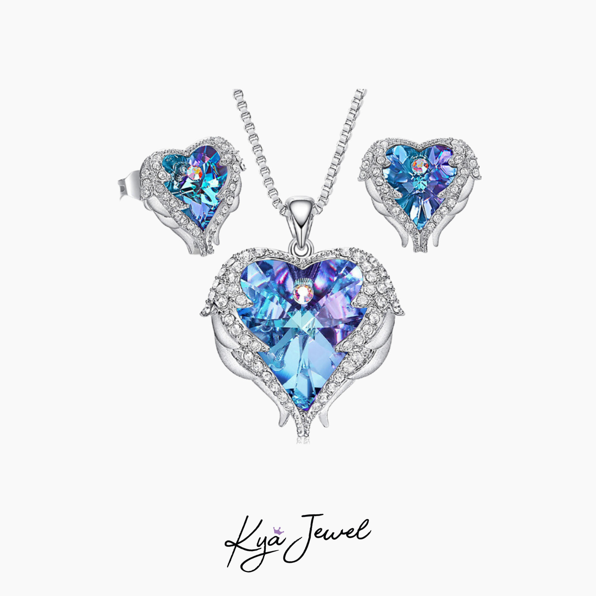 Bộ trang sức bạc tình yêu thủy chung đá Swarovski