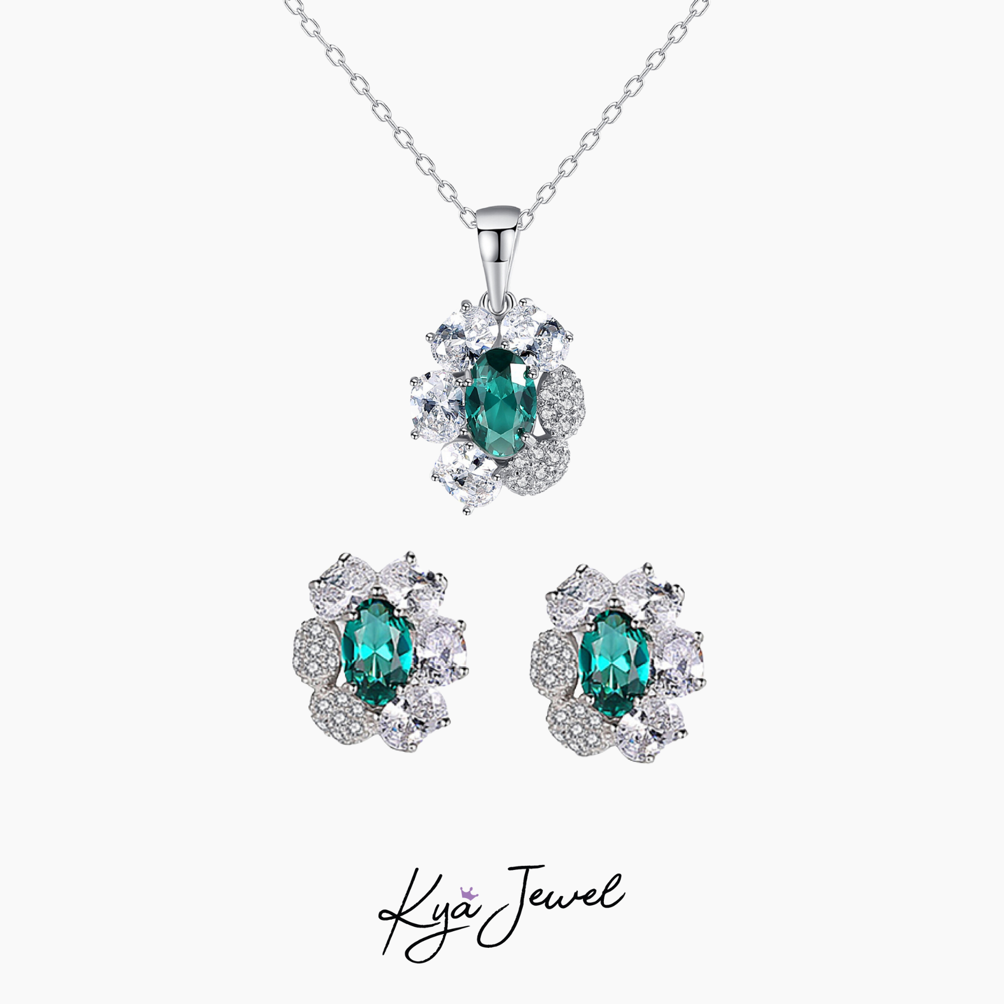 Bộ trang sức nữ Flower đá CZ cao cấp