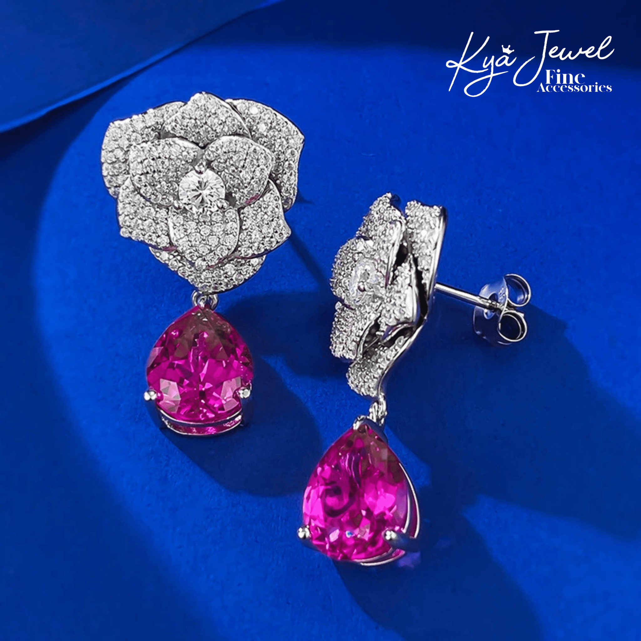Khuyên tai nữ bạc Ý Charming Camellia