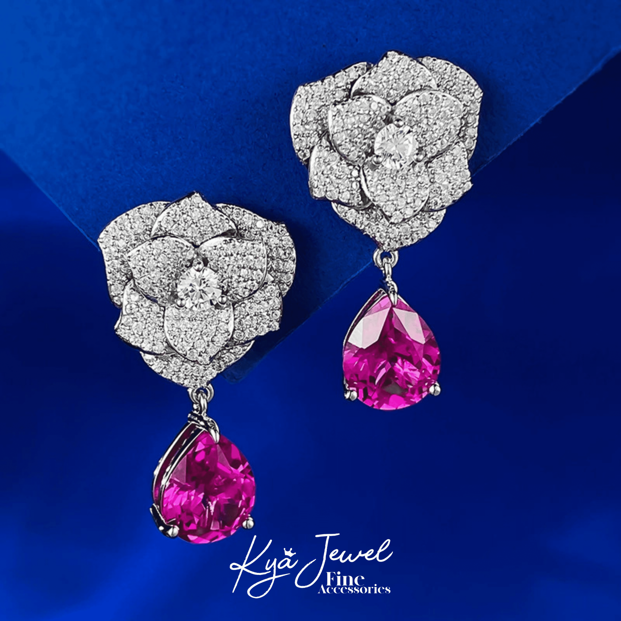 Khuyên tai nữ bạc Ý Charming Camellia