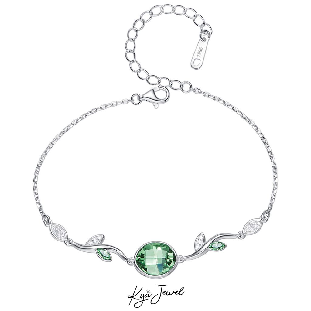 Lắc tay pha lê Swarovski cành lá tươi mới