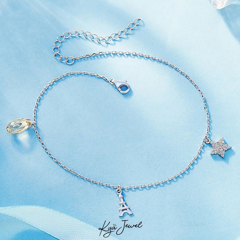 Lắc tay pha lê Swarovski vàng nhạt tinh xảo