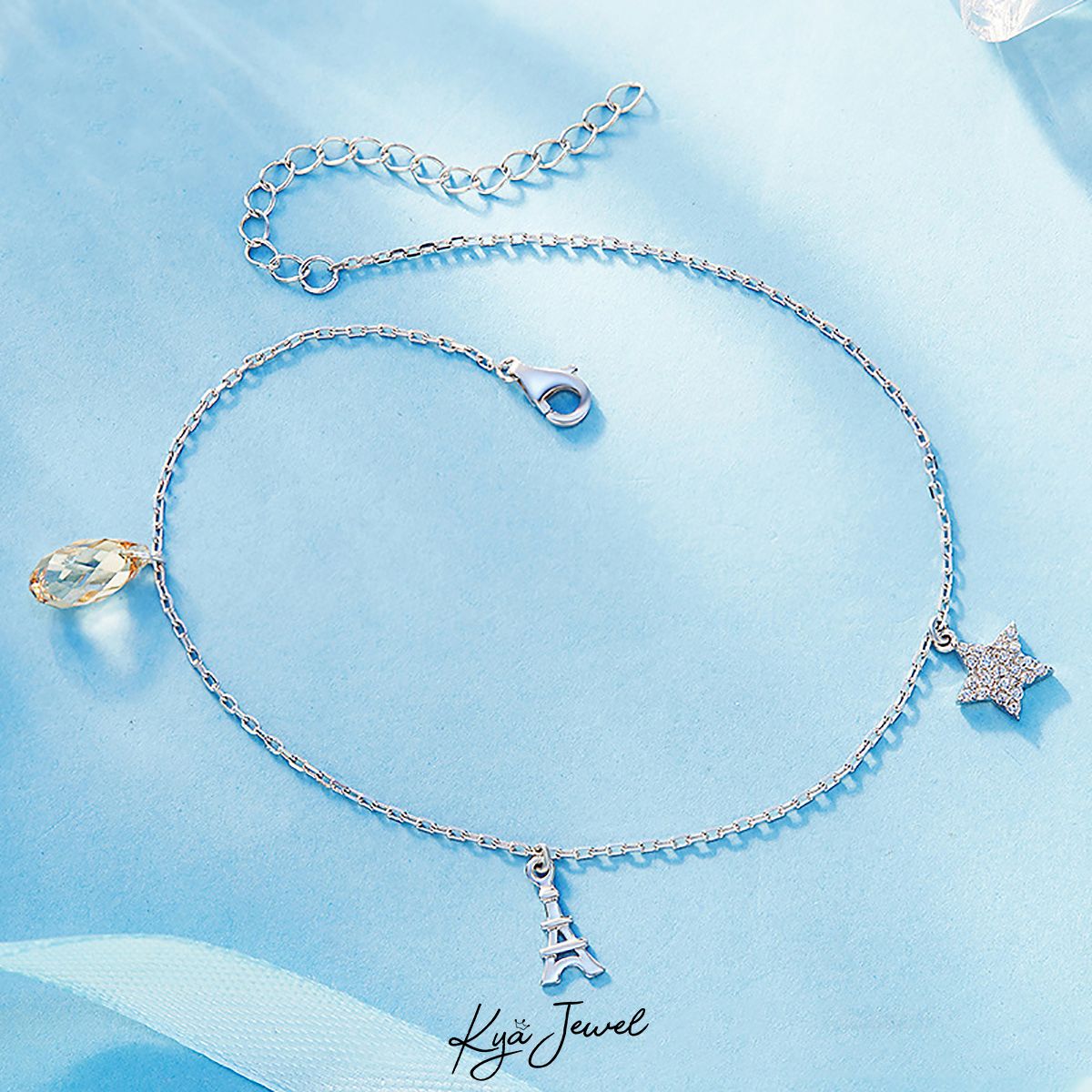 Lắc tay pha lê Swarovski vàng nhạt tinh xảo
