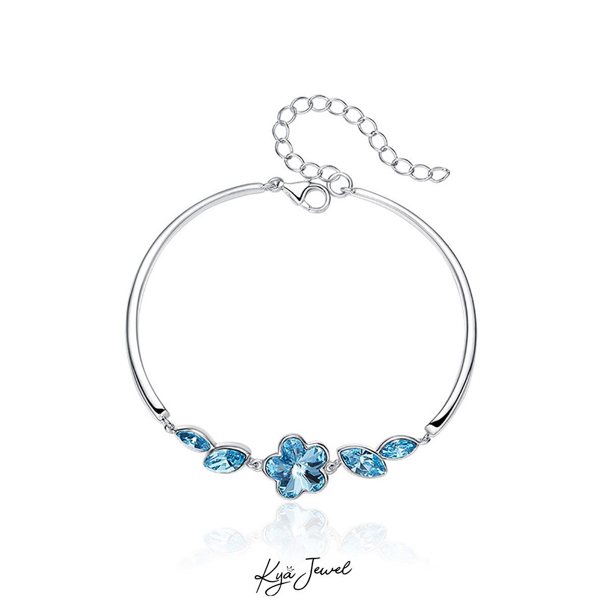 Lắc tay cánh hoa xanh nước đá Swarovski