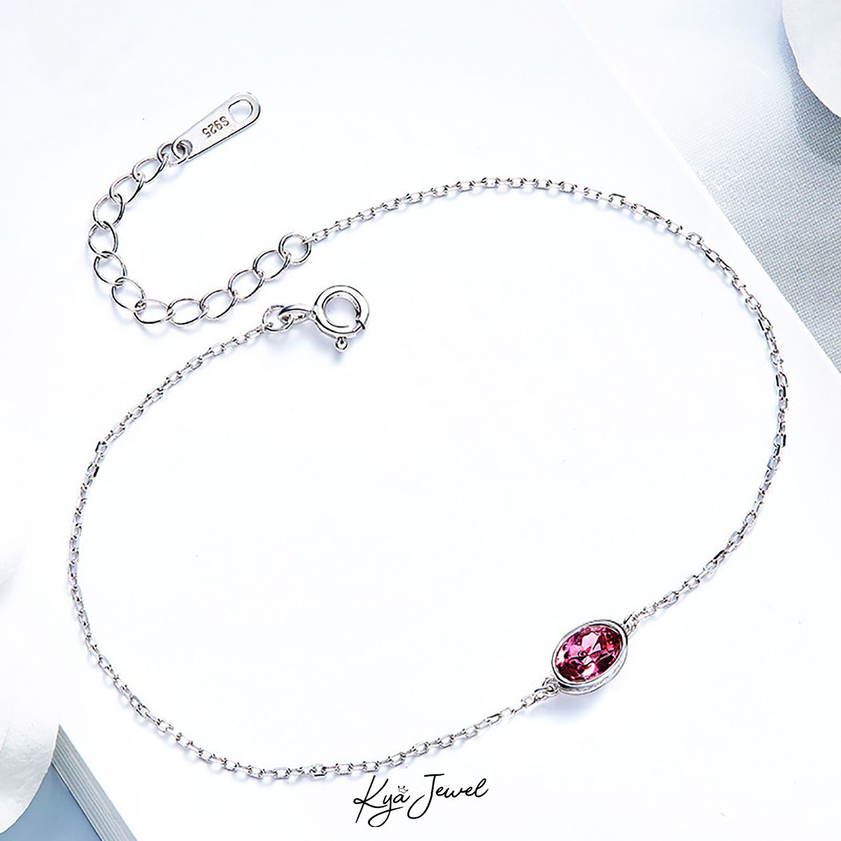Lắc tay Swarovski đỏ hồng đơn giản