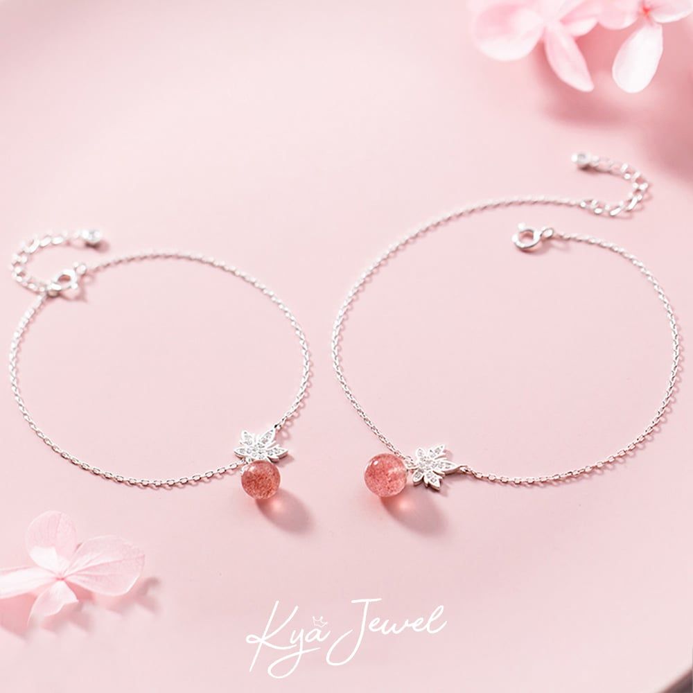 Lắc tay đá tròn và chiếc lá