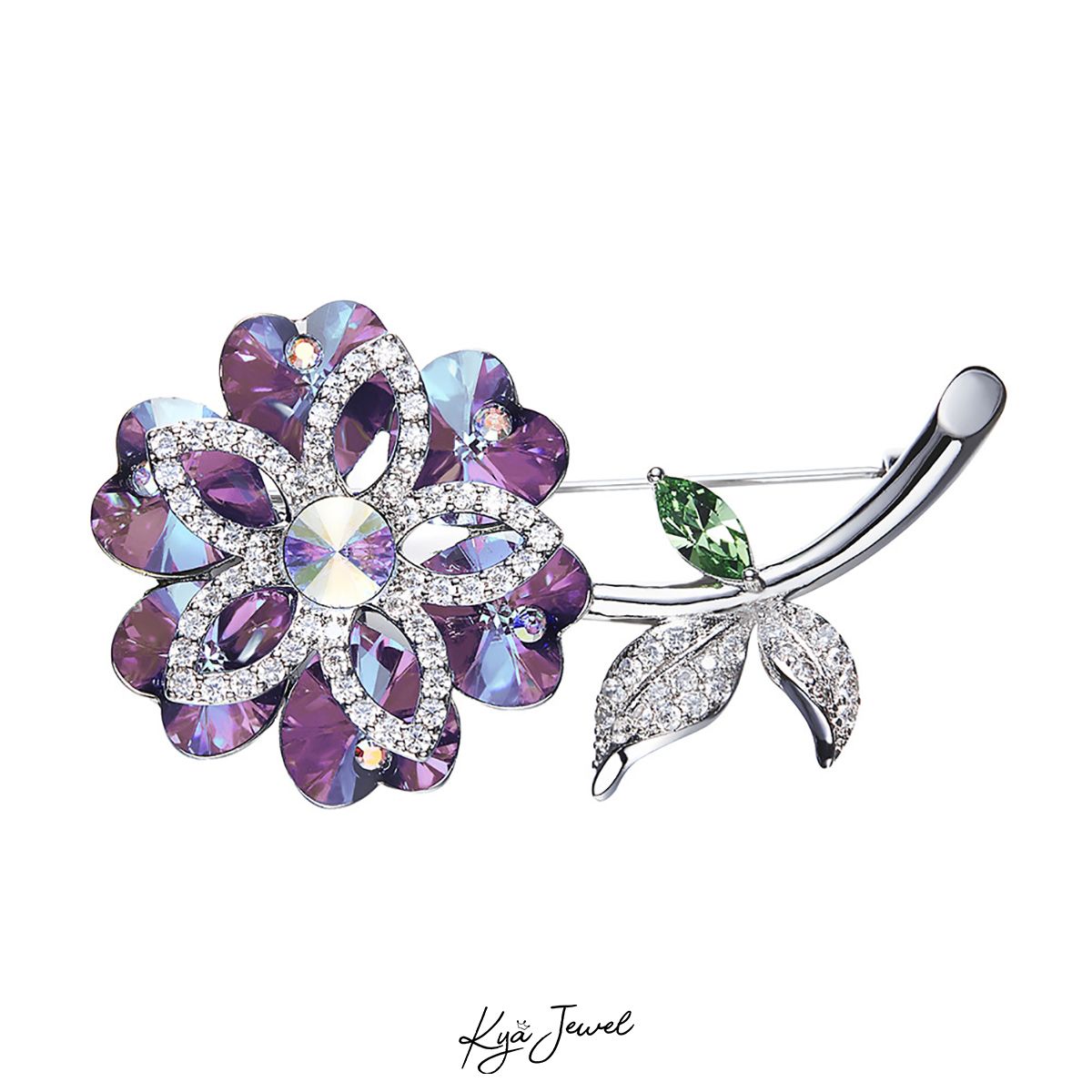 Cài áo cành hoa pha lê Swarovski thời thượng
