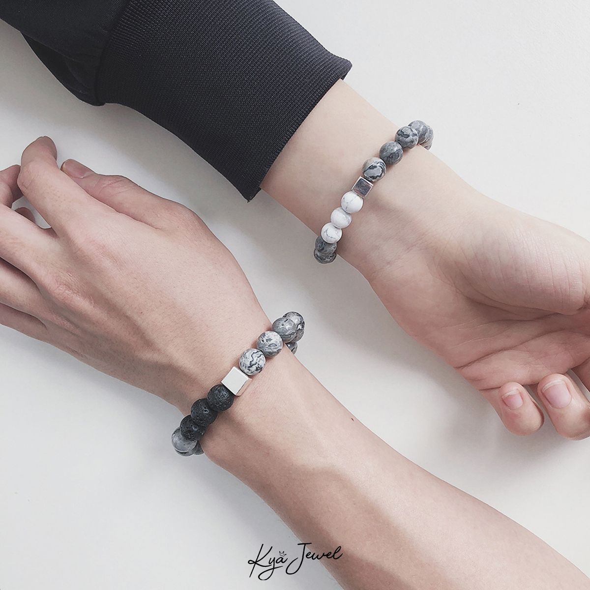 Vòng tay đôi pha lê xám thời thượng