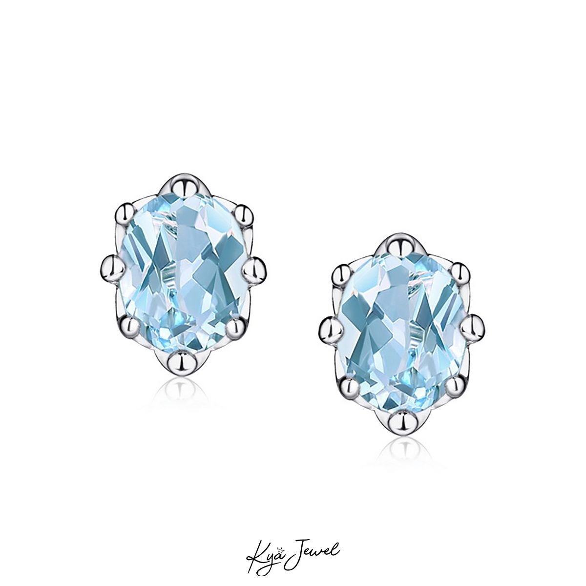 Hoa tai đá Topaz xanh nước dịu êm